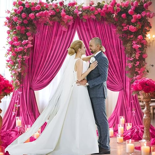 Miniatura 5 de Cortina de fondo fucsia de 10 x 7 pies para fiesta, cortinas de fondo para sesión de fotos, cumpleaños, boda, día de San Valentín, Mardi Gras,