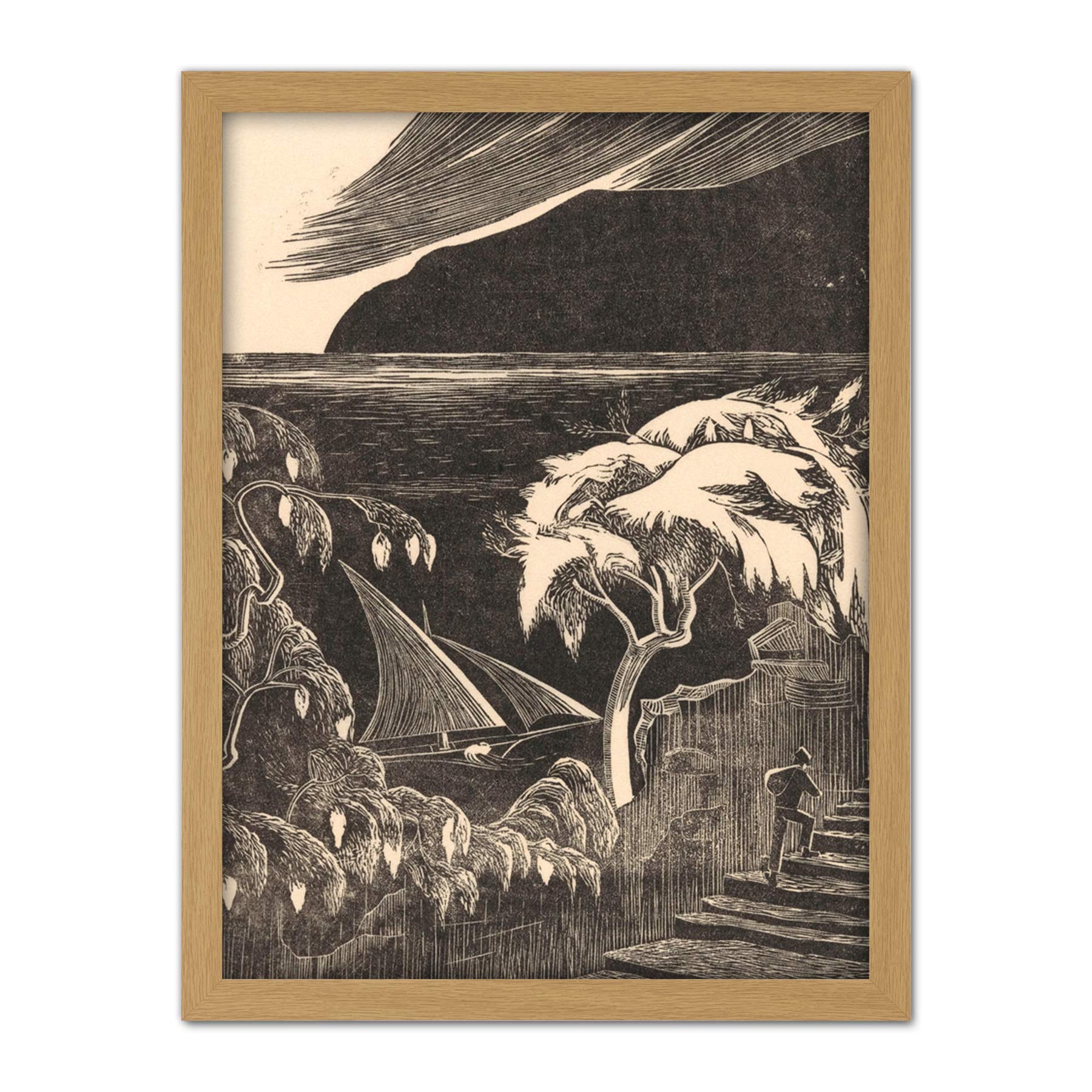 Artery8Bernard Essers Mimosa Tree Santa Margherita Ligure Artwork Framed Wall Art Print 18X24 Inch