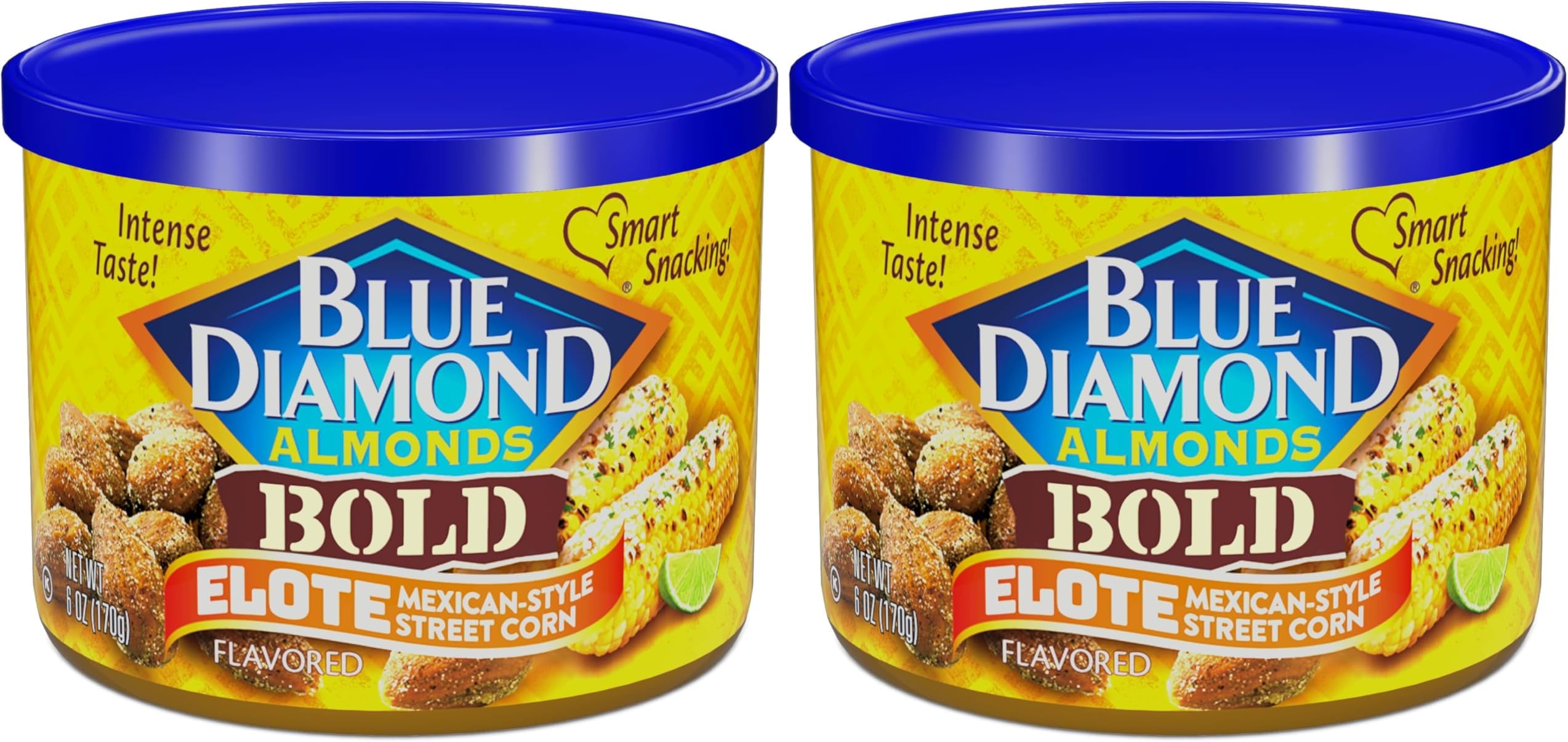 Blue Diamond Almonds, BOLD Elote Mexican Street Corn Flavored Snack Nuts, 6 Ounce Can (Pack of 2)