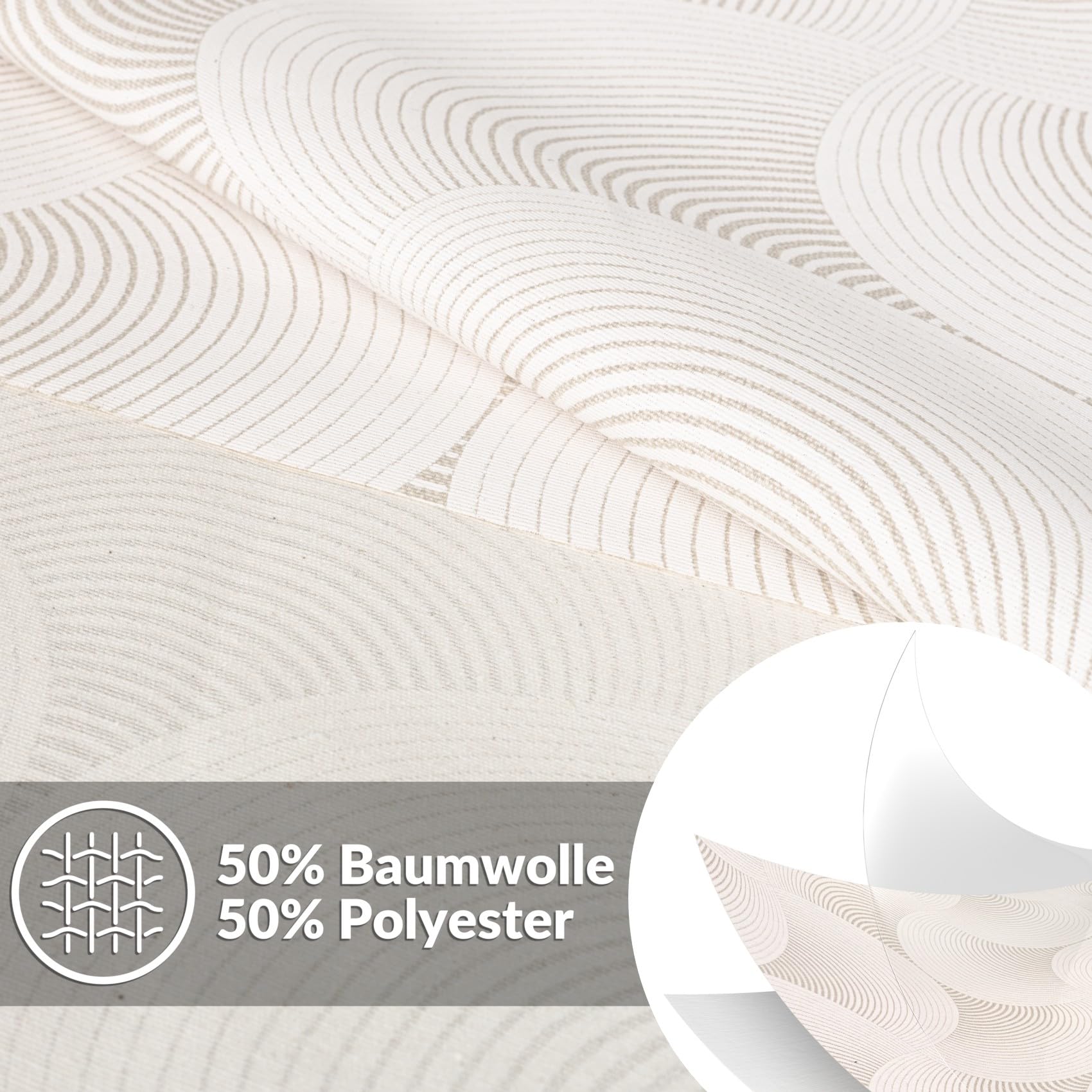 ANRO Tischdecke abwaschbar Curva Grau mit Saum oval 220x140 cm Tischwäsche