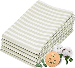 ZOLLNER 5 strofinacci in cotone 50x70 cm - canovacci assorbenti e lunga durata - lavabili a 60°C - a righe verde e bianche - Qualità gastronomica - certificato OEKO TEX (R)