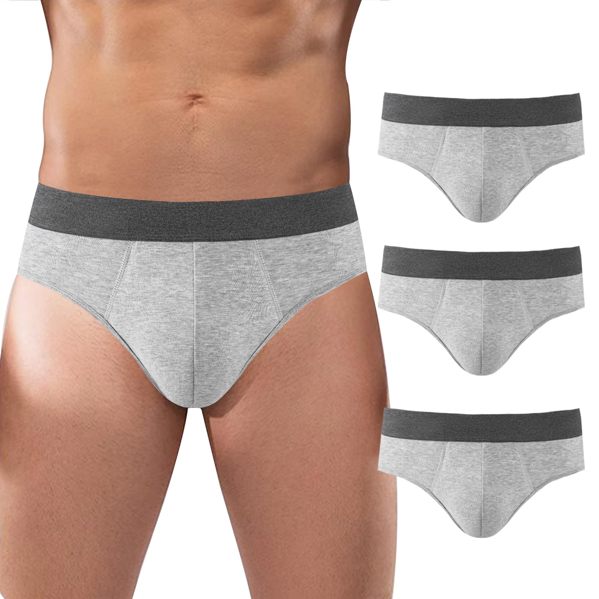 BATTEWA Men’s Incontinence Underwear Washable Leak Proof Incontinence Underwear for Men Reusable Urine Absorbent Brief (2X-Large,3Gray,3 Pack)