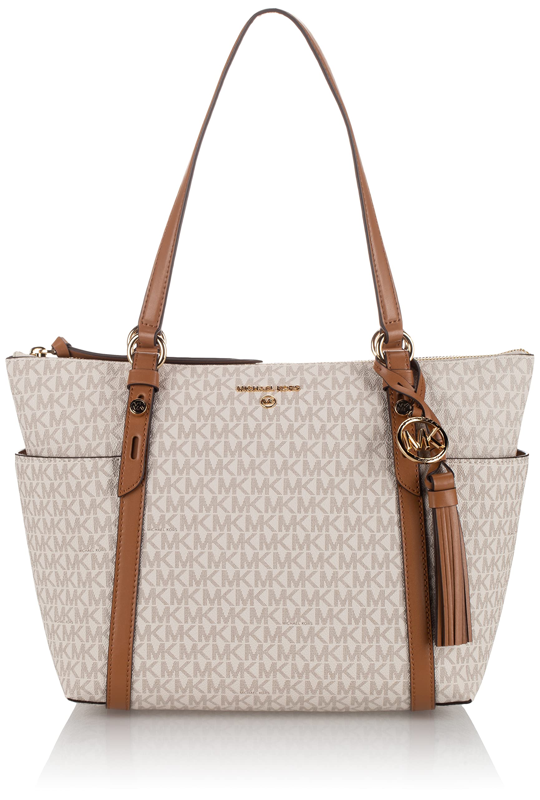 Michael Kors Sullivan Medium Leather Tote Bag Vanilla/Acorn