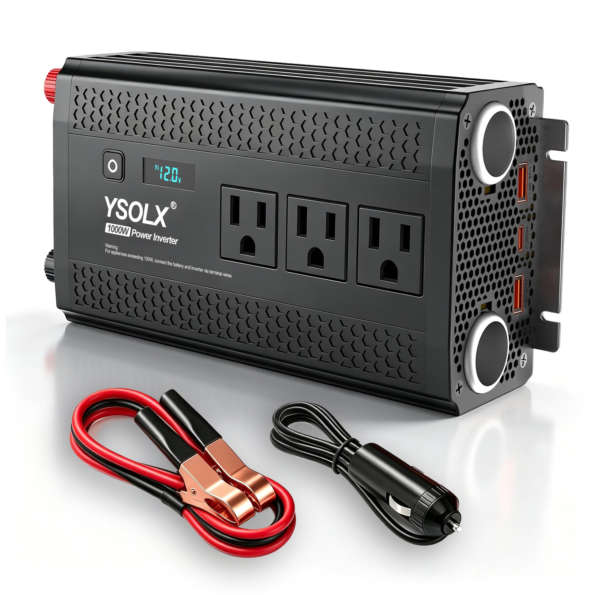 YSOLX 1000W Power Inverter 12V to 110V/120V for RV Camping