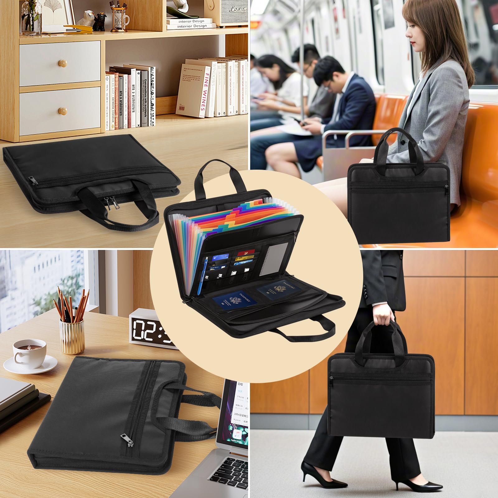 ENGPOW Sac De Rangement Ignifuge Avec 13 Poches Accordéon, Noir, Porte-documents Ignifuge Style