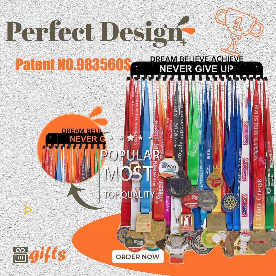 Soporte para medallas con texto en inglés "She Believed She Could She Did", soporte personalizado para corredor de carreras deportivas, placa de metal de acero resistente, más de 63