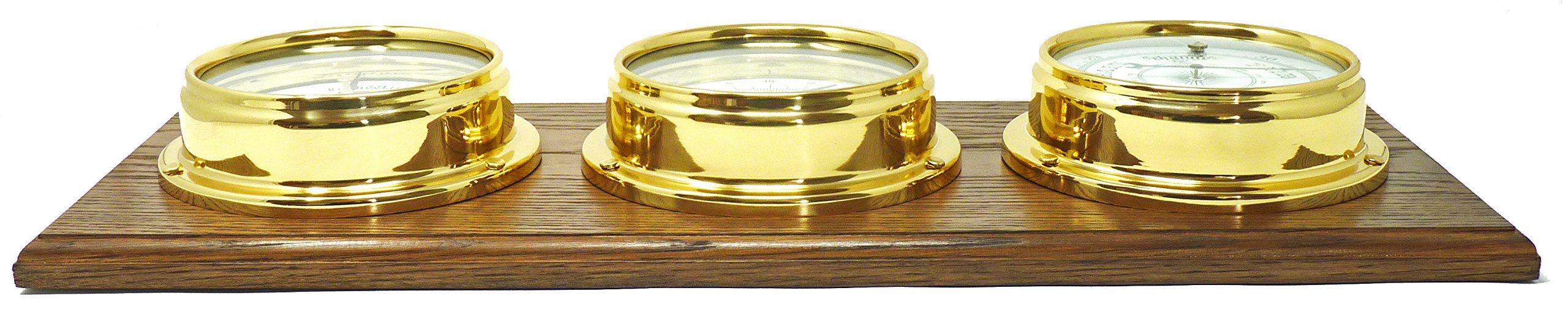 Orologio da marea in ottone, orologio romano e barometro, con igrometro e termometro, in ottone laccato pesante (1/2 kg ) a mano in Inghilterra