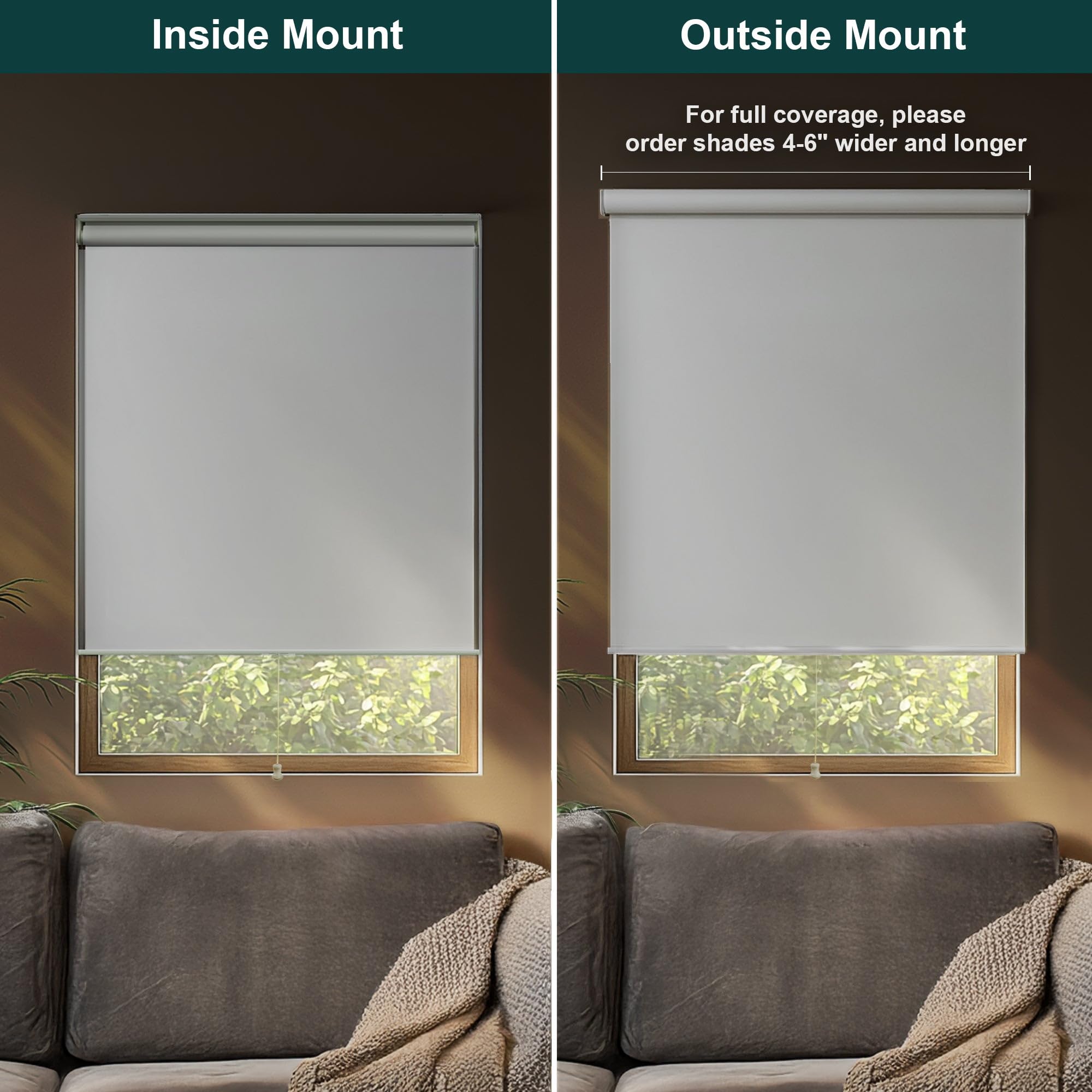 Persianas enrollables, cortinas de ventana, para el hogar, accesorio de ventana, sin cordón, persianas de puerta, biso blanco (opaca), 24 x 72 pulgadas (ancho x alto) 7