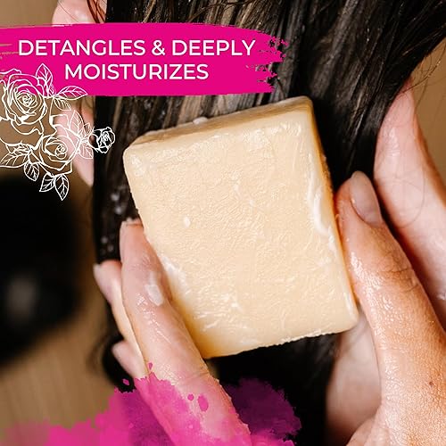 Miniatura 4 de Viori Barra acondicionadora de aceite esencial de rosa de manzanilla, hecha con agua de arroz y vitaminas para la salud del cabello, barra