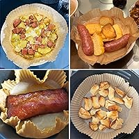 Vista 4 de Forro de papel desechable para freidora de aire, pergamino redondo antiadherente, papel de grado alimenticio para freidora de aire, horno