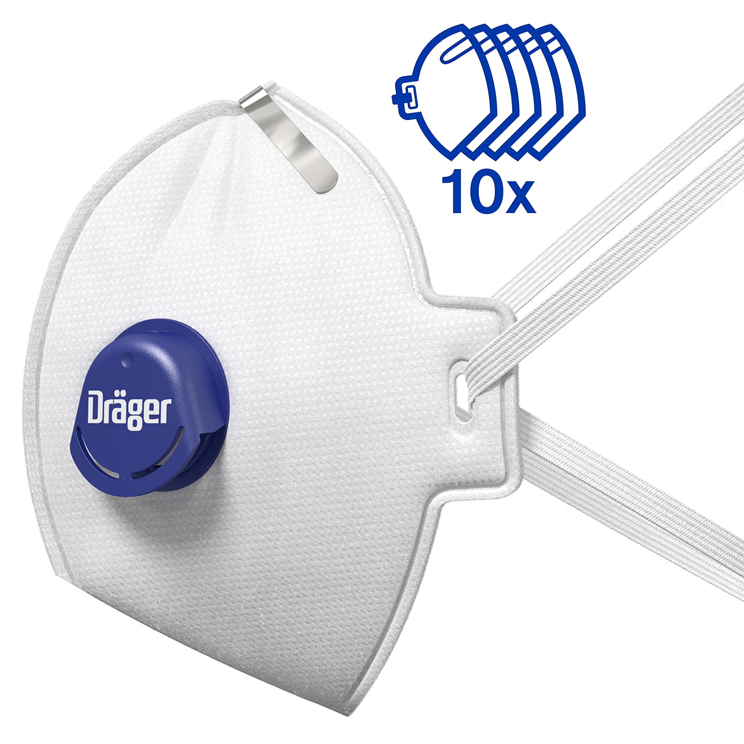 Dräger X-plore 1730 C V Masque FFP3 à valve - Lot de 10 | Masque jetable fabriqué en France pour bricolage, ponçage, chantier