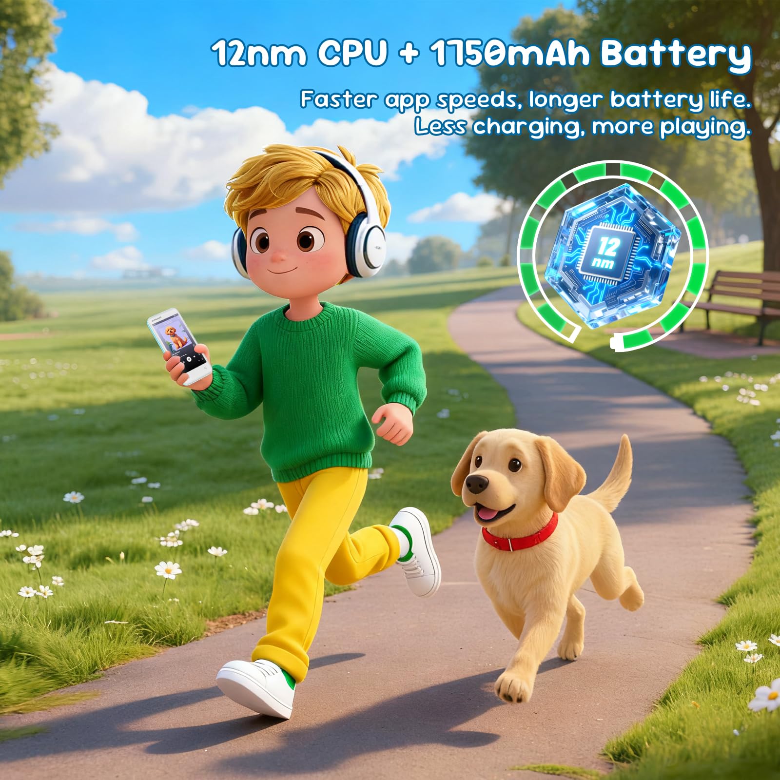 Lecteur MP3 pour enfants, contrôle parental, 16 Go, prend en charge Spotify et Audible, Bluetooth et WiFi (vert menthe)