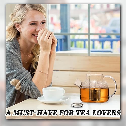 Vista 13 de Infusor de té de acero inoxidable 18/8 extra fino con gran capacidad y tamaño perfecto con asas dobles para colgar en teteras, tazas, tazas