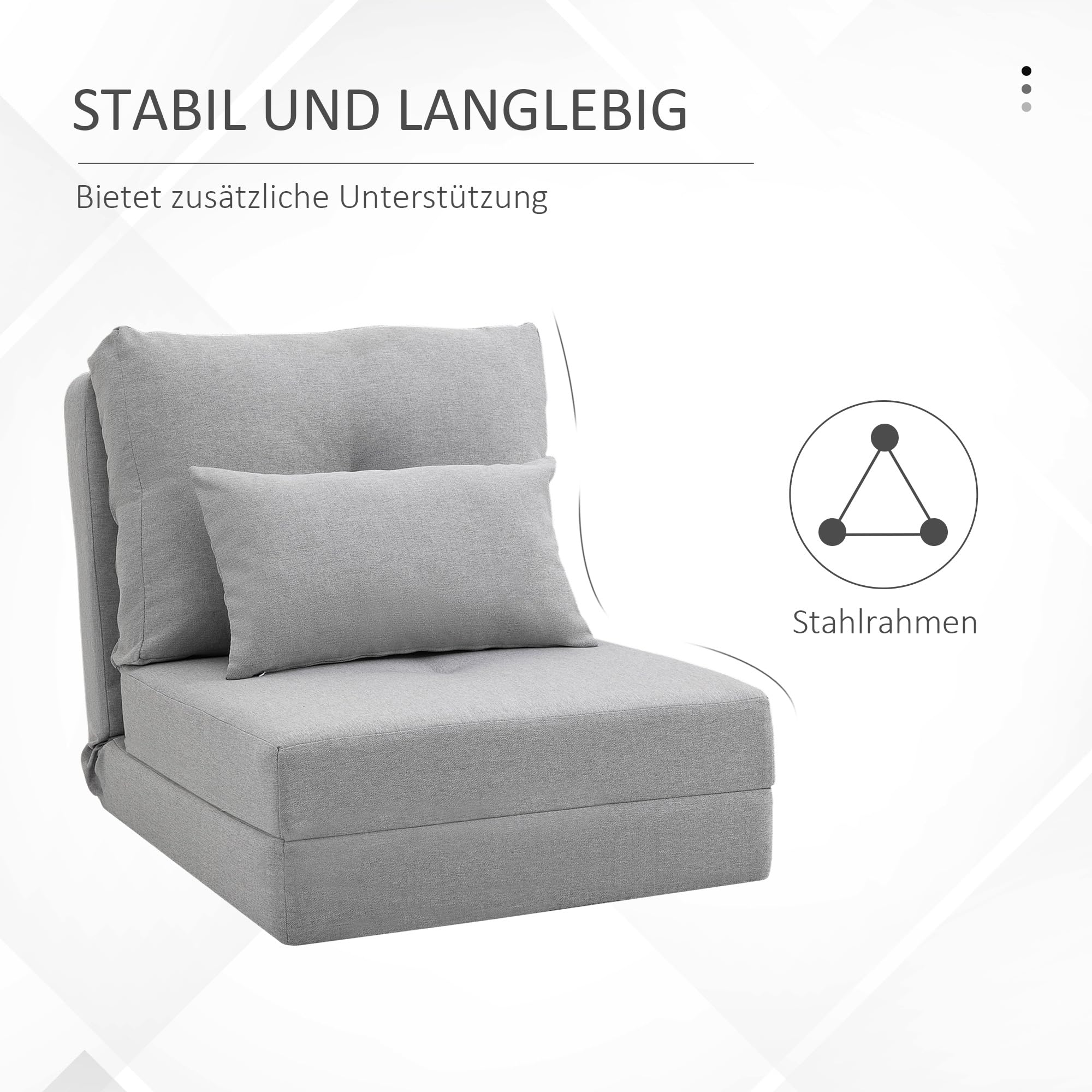 HOMCOM 2w1 Fotel do spania składany z łóżkiem 60x80x56 cm Szary