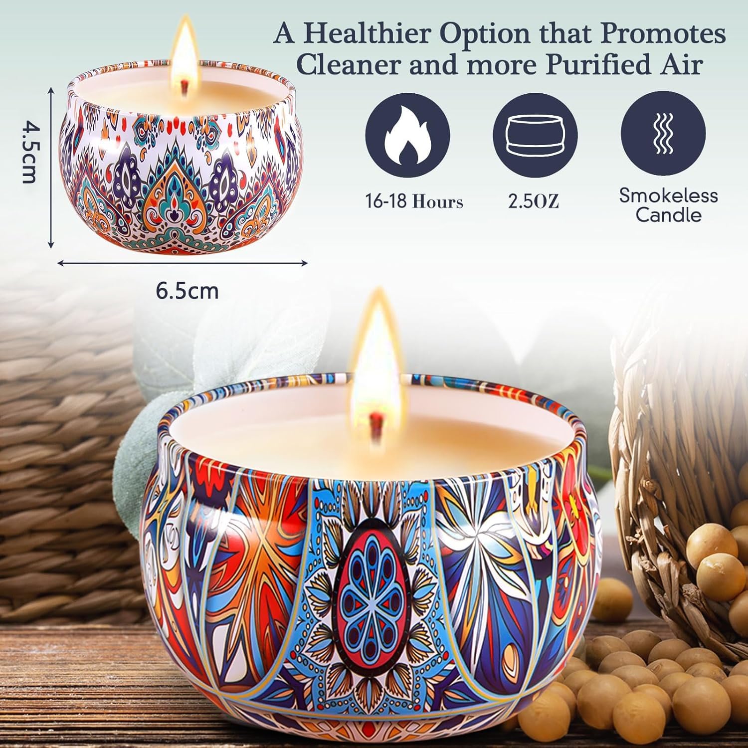 Velas Aromáticas Juego de Regalo 9 Piezas Cera de Soja Natural Decorativas Viaje