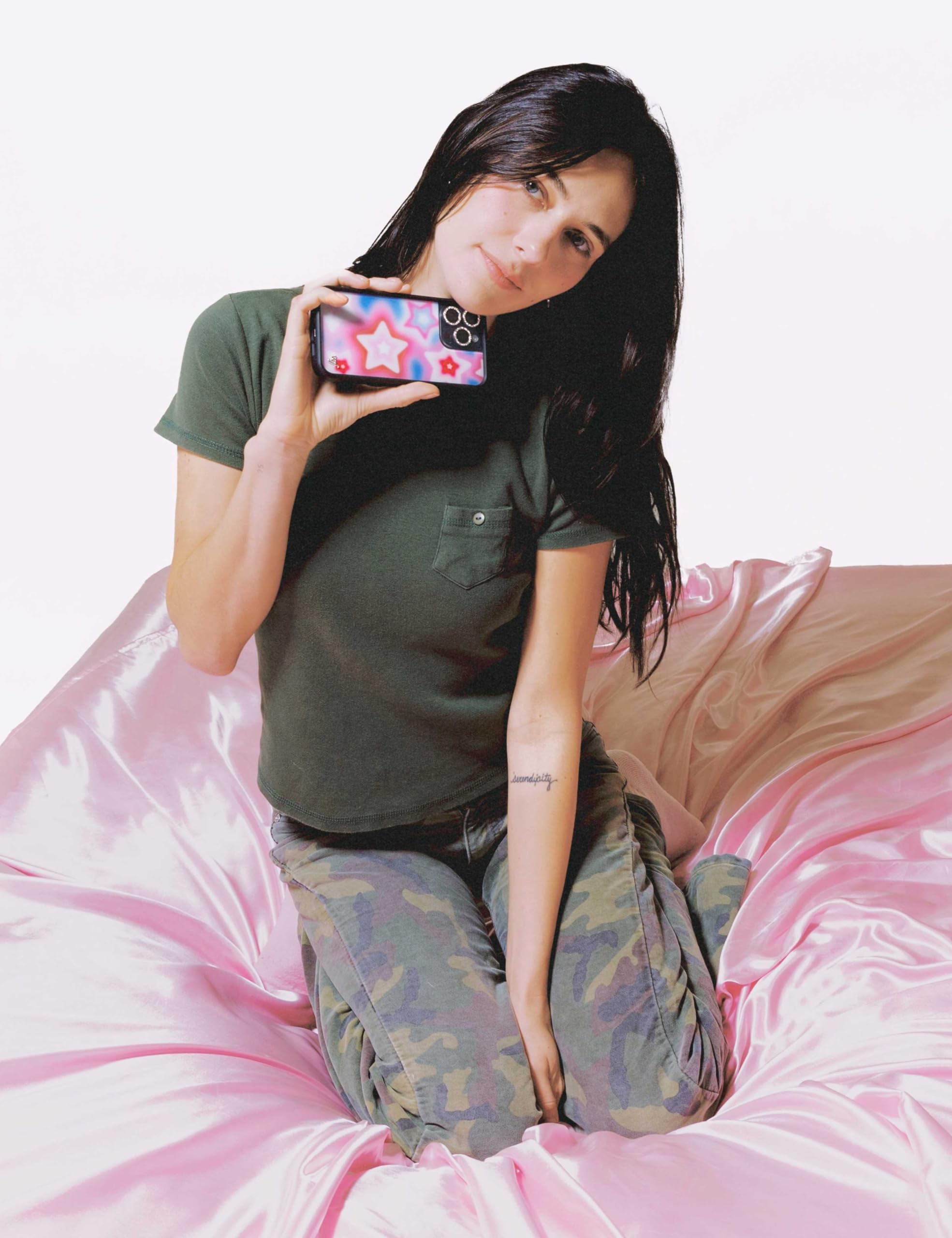 Wildflower Cases - Compatible with iPhone 13/14 | Protective Black Bumper, 6.5ft Drop Test Certified, Women Owned Small Business | Coquette Cottage Core Floral | Bunnies in Bonnets: Wildflower Cases - Compatible with Apple iPhone 13/14 | Protective Black Bumper, 4ft Drop Test Certified, Women Owned Small Business | Dream Star - Blue Pink White Stars Modern Trendy