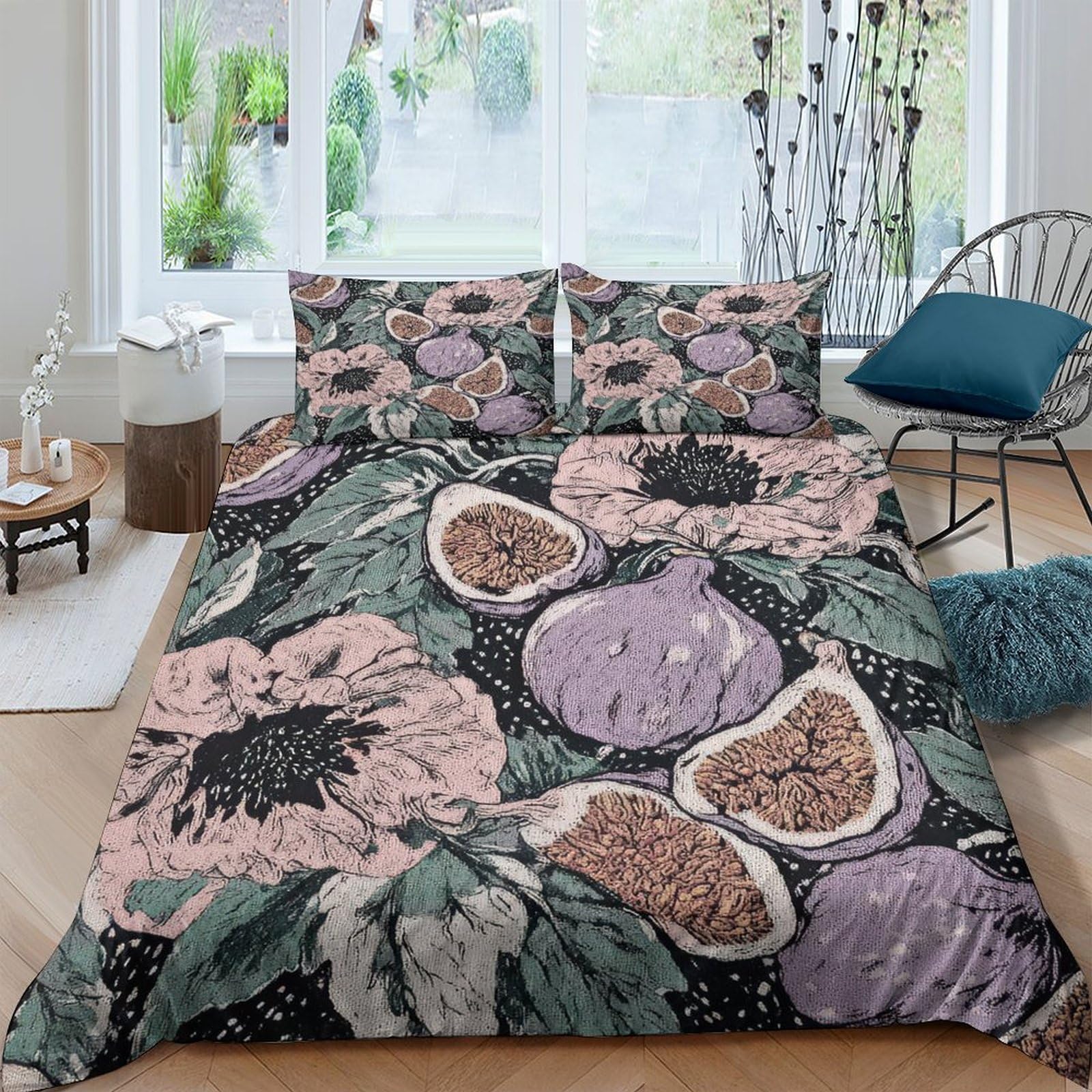 Ctjqhvkz Style-10 3D Printed Fig Blossom Fitted Sheet Microfiber Soft Anti-Slip Sunflower Mattress Cover For Bedroom Guest Room Decor Single（135X200cm）