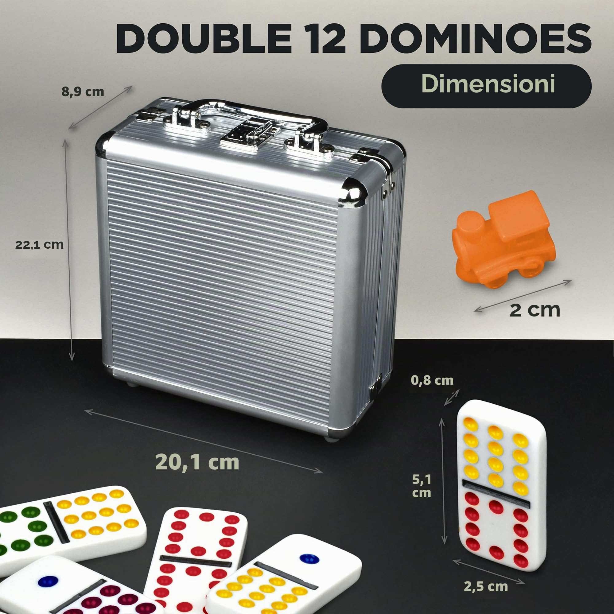Queensell Gioco di domino da treno messicano per adulti – Gioco di domino classico – Doppio 12 domino – Gioco di domino 91 piastrelle in alluminio