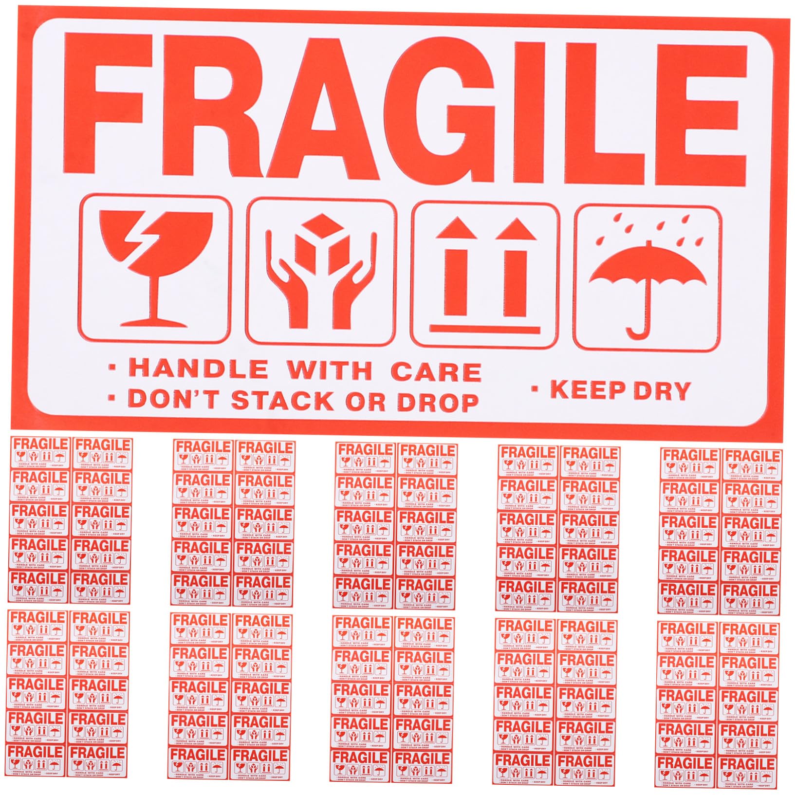 Amosfun 5 Ensembles Autocollants Avertissement Fragile Auto Adhésifs Lot De Étiquettes De Transport Rouge Pour Protection Des Colis Pour Et Expédition Articles 20 Feuilles*5