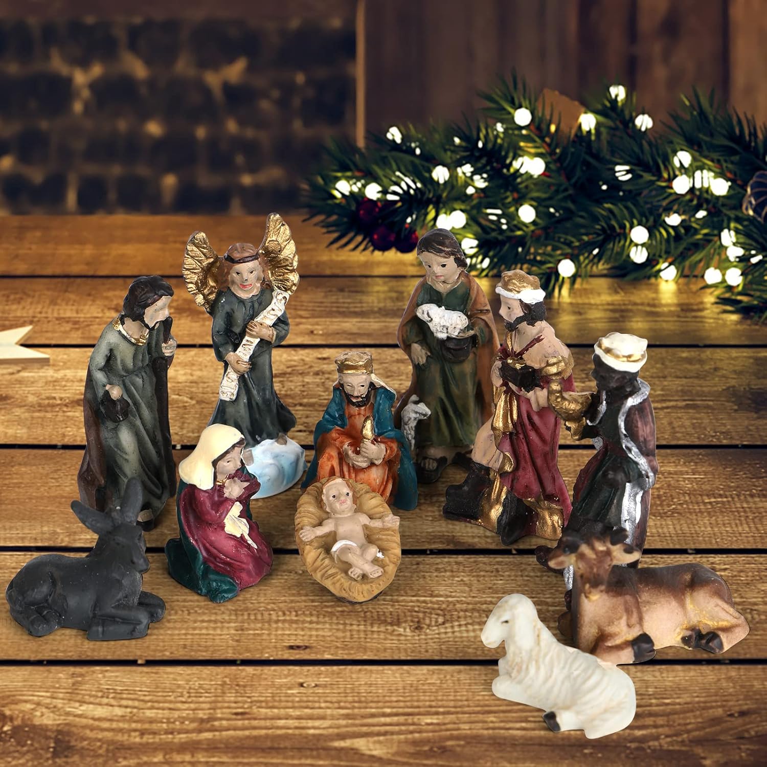 Buy 11 Pieces Nativity Scene Figurine Set, Mini Resin Holy Family with
