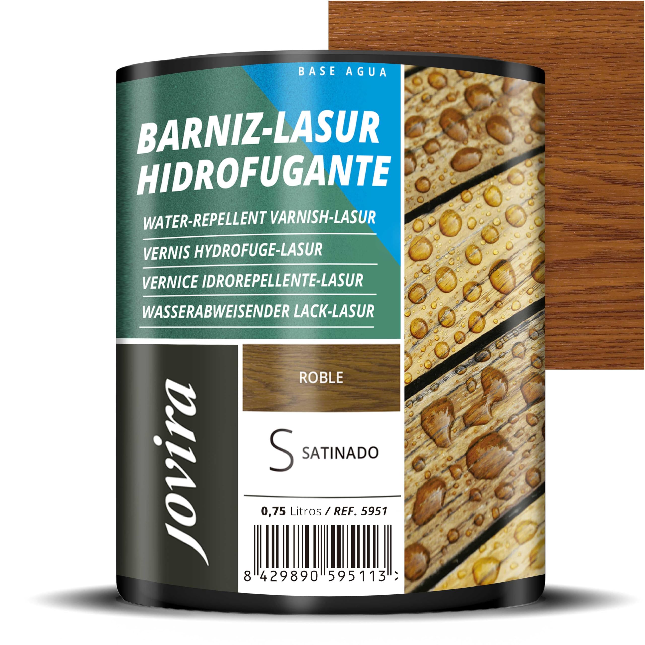 JOVIRA PINTURAS Lasure Hydrofugeant Protecteur imperméable effet perlé pour bois 750 ml Chêne