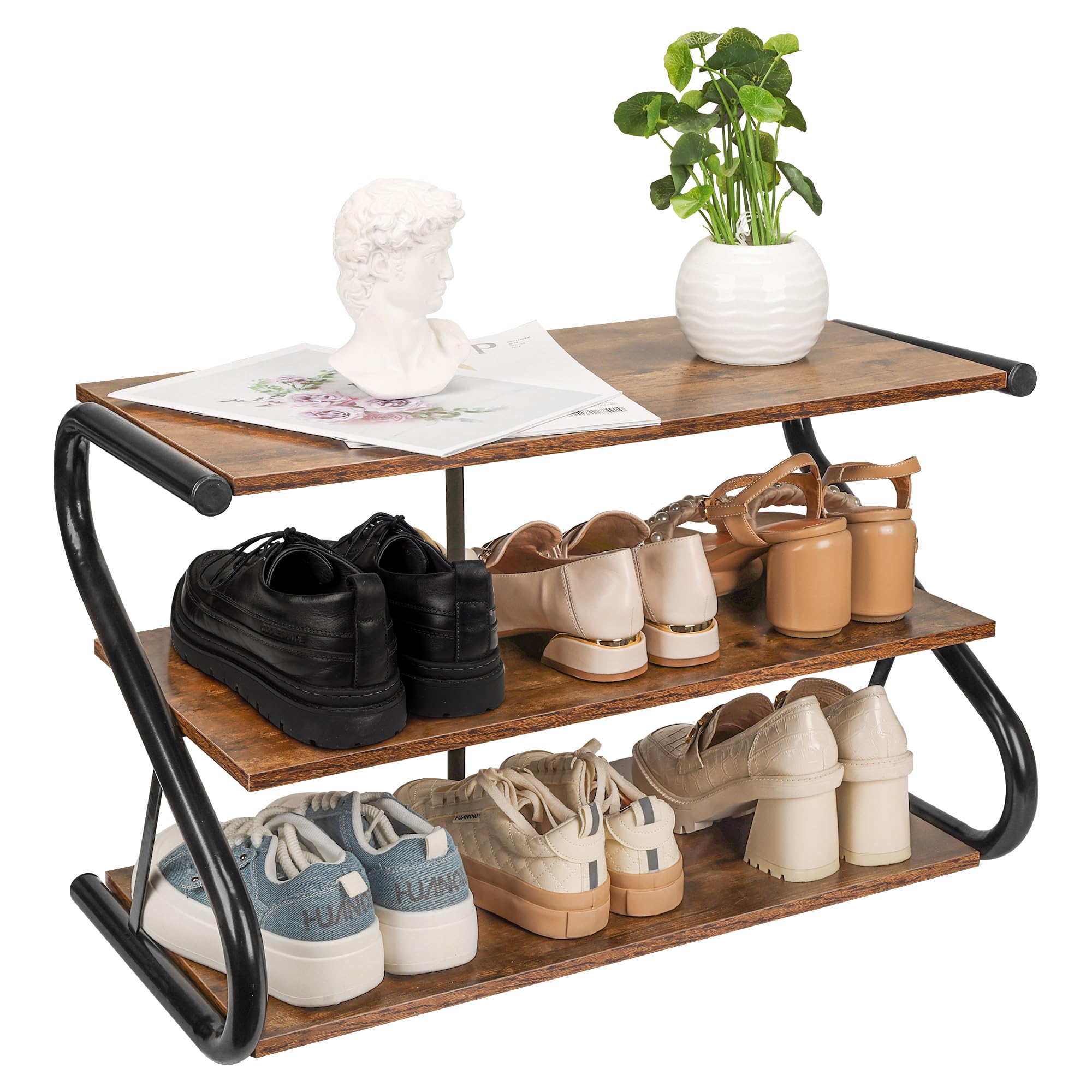Ten&Blessings 3 Tier Shoe Rack for Entryway - Free Standing Shoe Racks for Hallway, Living Room, Bedroom Garage