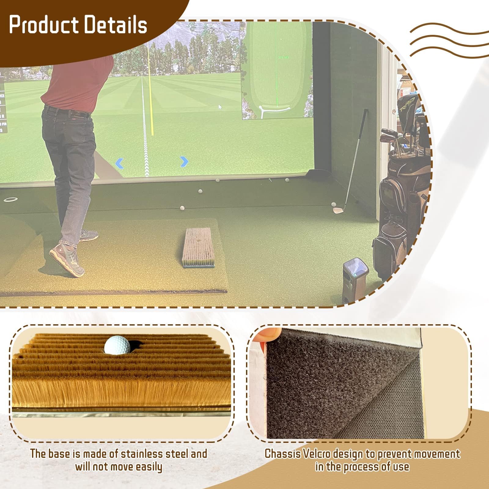 Alfombrilla de golf para práctica de búnker, simulador de entrenamiento de swing para interiores y exteriores, perfecto para práctica de golpeo y salida, diseño duradero y portátil