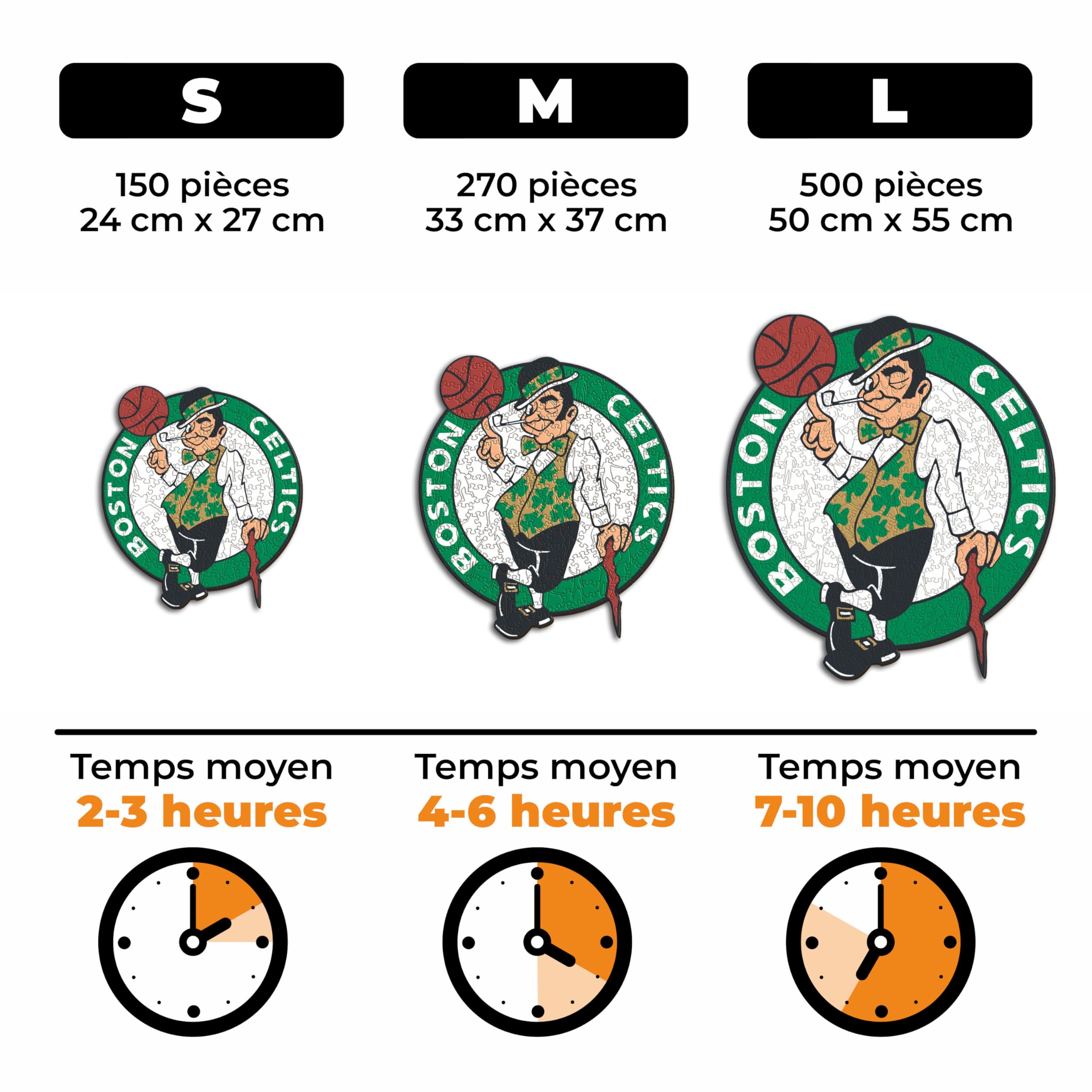 Iconic Puzzles - Boston Celtics, Logo, Puzzle en Bois sous Licence Officielle NBA, 100% Durable, Taille S, 150 pièces