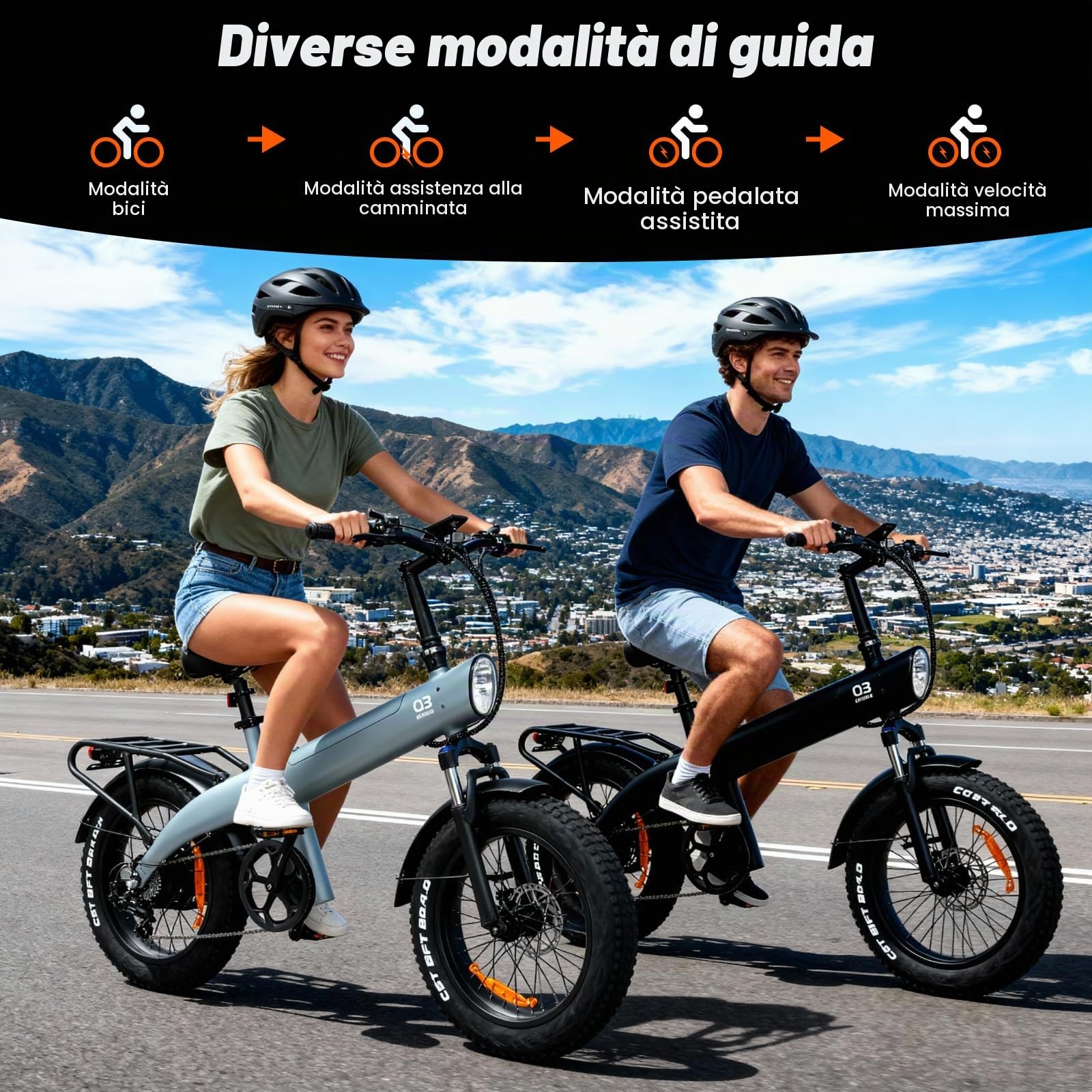 HX Q3 Bici Elettrica Adulti per il Commuting, 48V 20Ah Batteria Rimovibile, 115Nm 20"×4.0" Fat Tire, 7 Velocità Mountain Bici Elettrica con Telaio Posteriore, Autonomia 60-120 km, E-bike Ogni Terreno