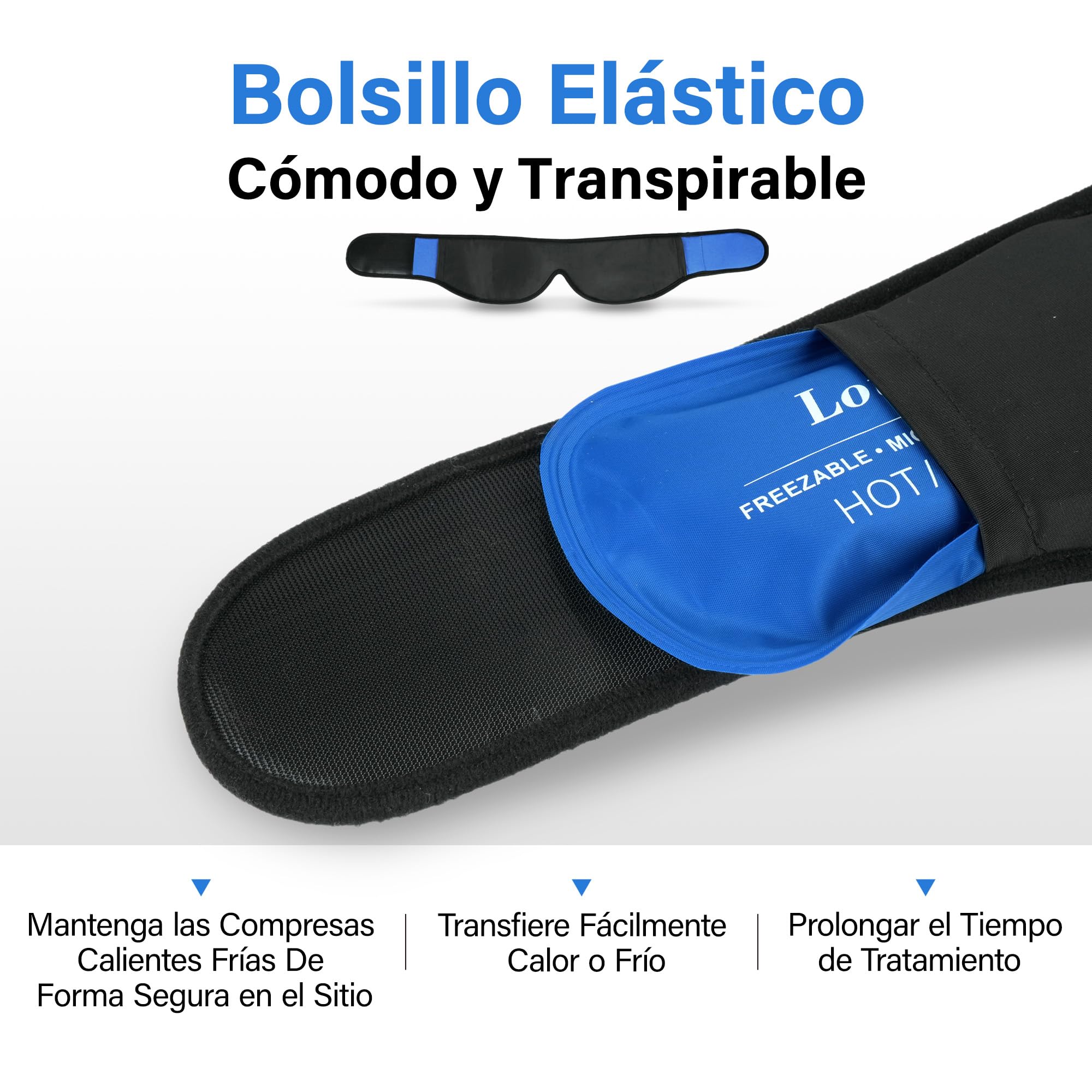 LotFancy 4 Bolsas de Gel Reutilizable Frío Calor con Banda de Compresión, Bolsa de Hielo Compresas Multiusos Terapia para Mandíbula Cara Cabeza Barbilla Dolor De Muelas, Cirugía Facial Oral