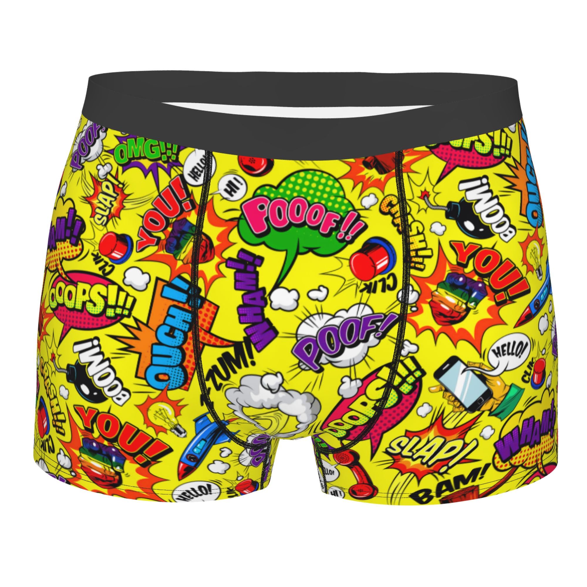 peiyeety Comic Book Word Colorful Guitars Music Mens Boxer Briefs Sport Underwear Pouch Support Boxer Shorts Waistband Stretch Boxers Trunks M