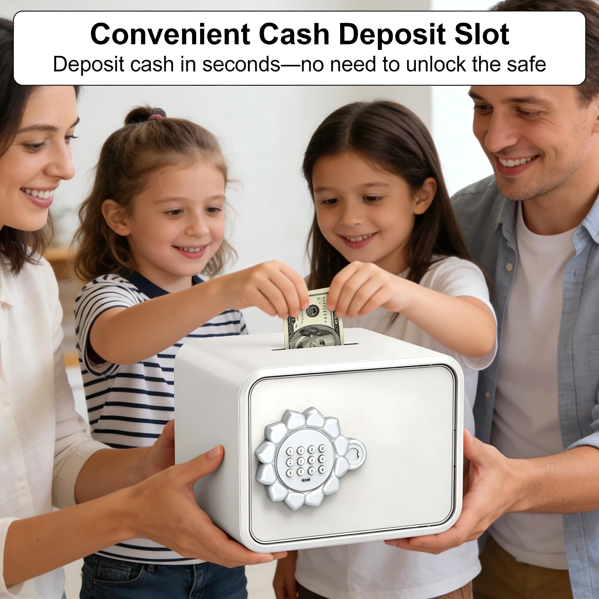 Mini sejf, mały cyfrowy sejf bezpieczeństwa z blokadą klawiatury, małe sejfy dla dzieci z automatycznymi drzwiami/przegródką na monety i banknoty, na gotówkę, biżuterię i wartościowe przedmioty, do