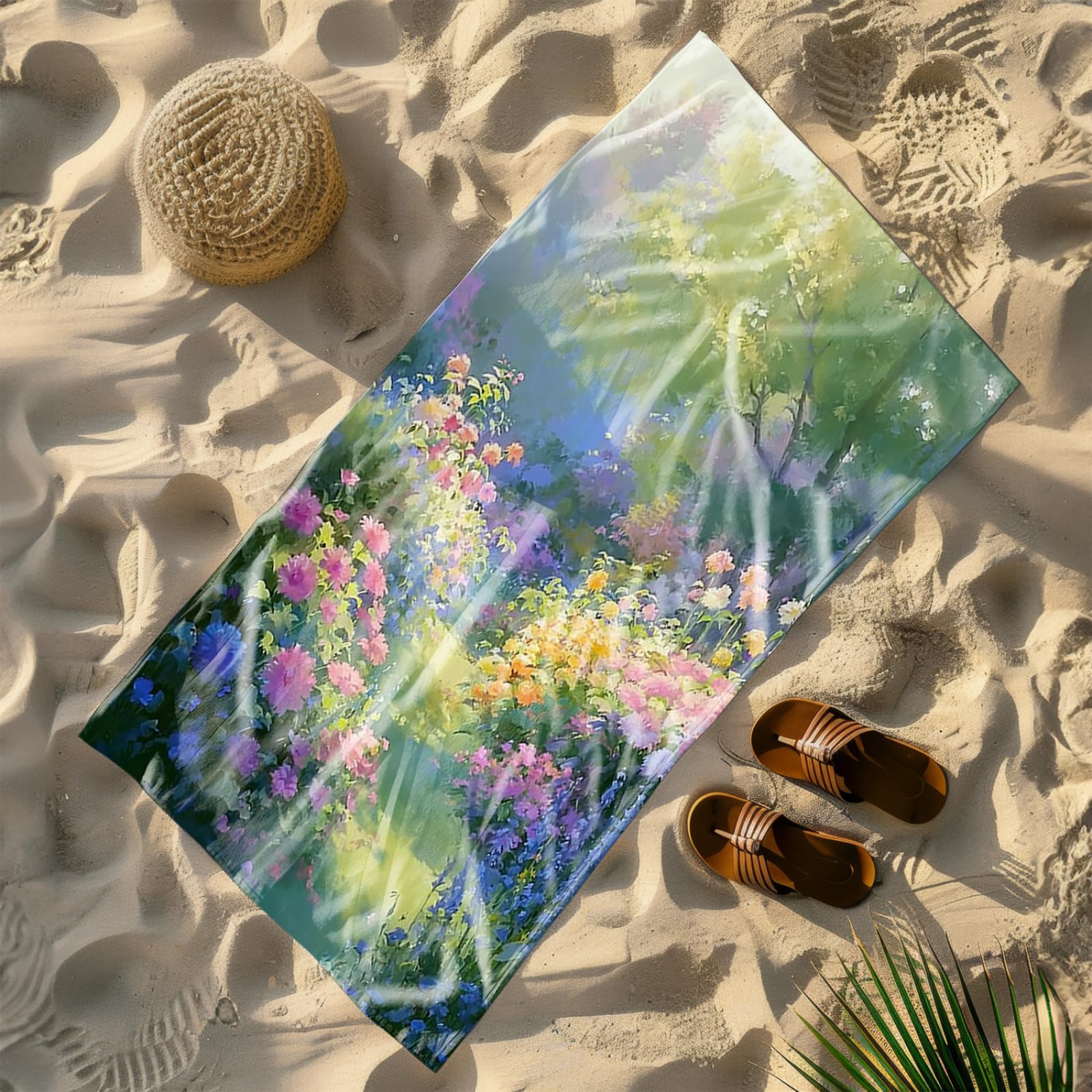 Generico Telo Mare Microfibra 200X100 Fiori Gialli Viola Asciugatura Rapida Telo da Spiaggia Sabbia Per Donna Uomo Viaggi Vacanze Nuoto Campeggio