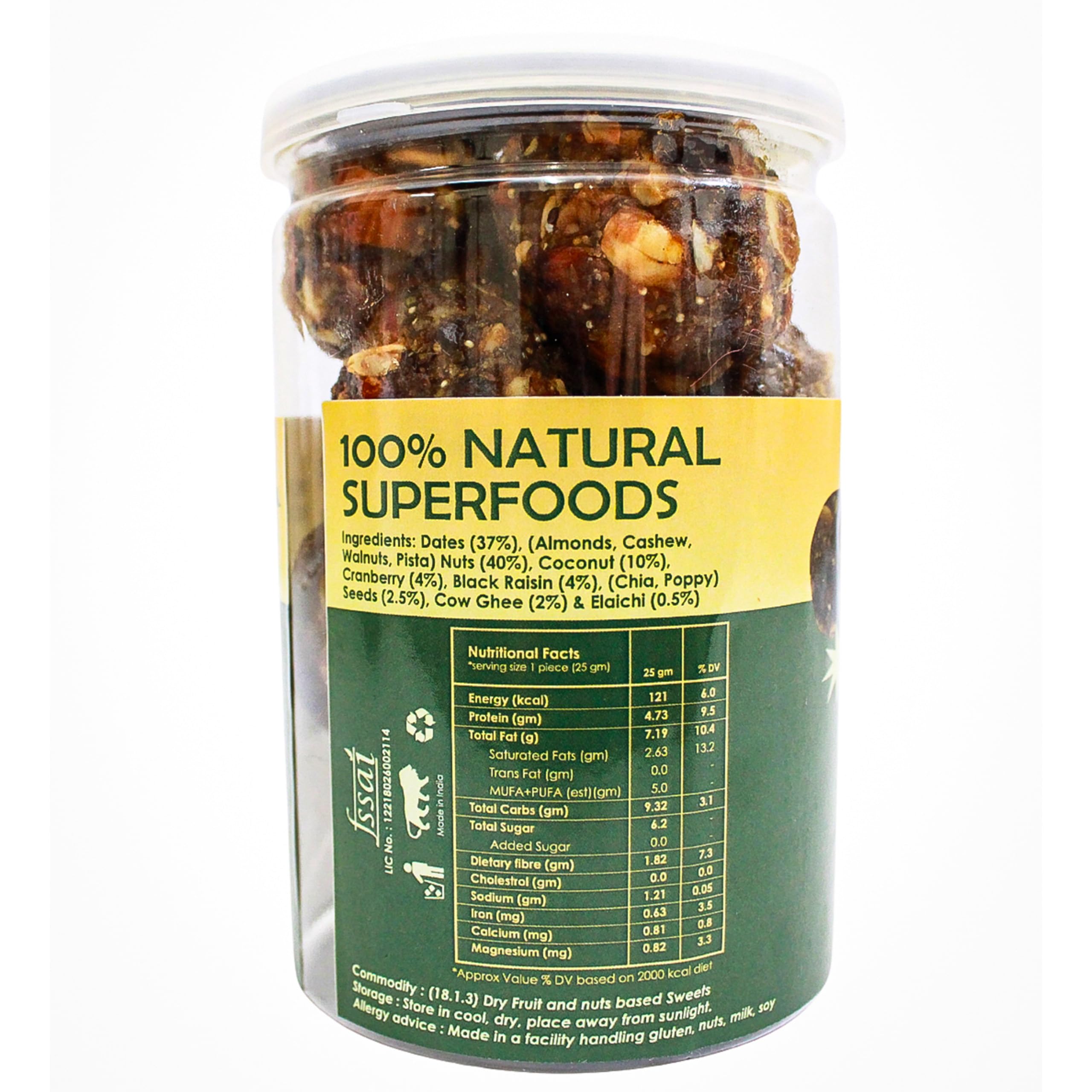 Fore Noon Dry Fruits Protein Laddoo | 5g Protein Per Piece | No Added Sugar, Gluten-Free | Made with Almonds, Walnuts, Cashews & Pistachios | High Fibre, Antioxidants & Natural Energy | Diabetic-Friendly Guilt-Free Snack | 225g Pack ( 9 x 25g ) 1