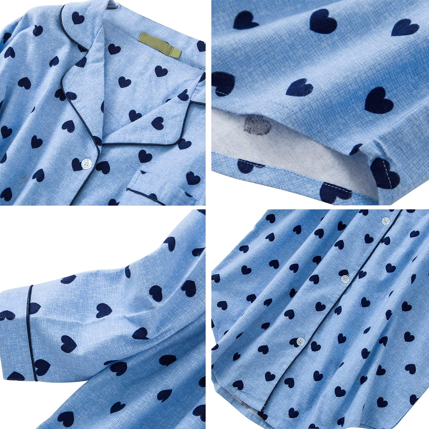 Shymay Women's Flannel Cotton Nightgown Button Down Nightshirt Long Sleeve Sleep Shirt Dress Sleepwear Pajama Top - Image 3