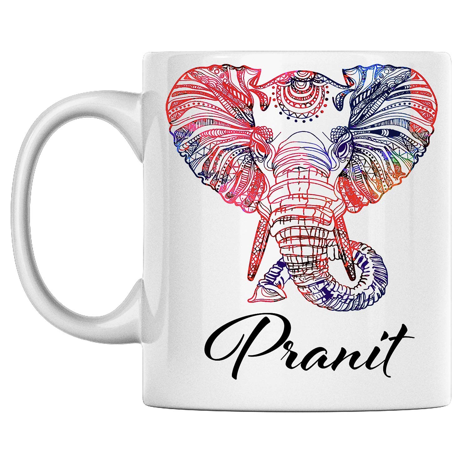 Personal Elephant Mug Name Pranit White Ceramic Coffee Mug Printed On Both Sides Perfect for Birthday for Him, Her, Boy, Girl, Husband, Wife, Men, and Women