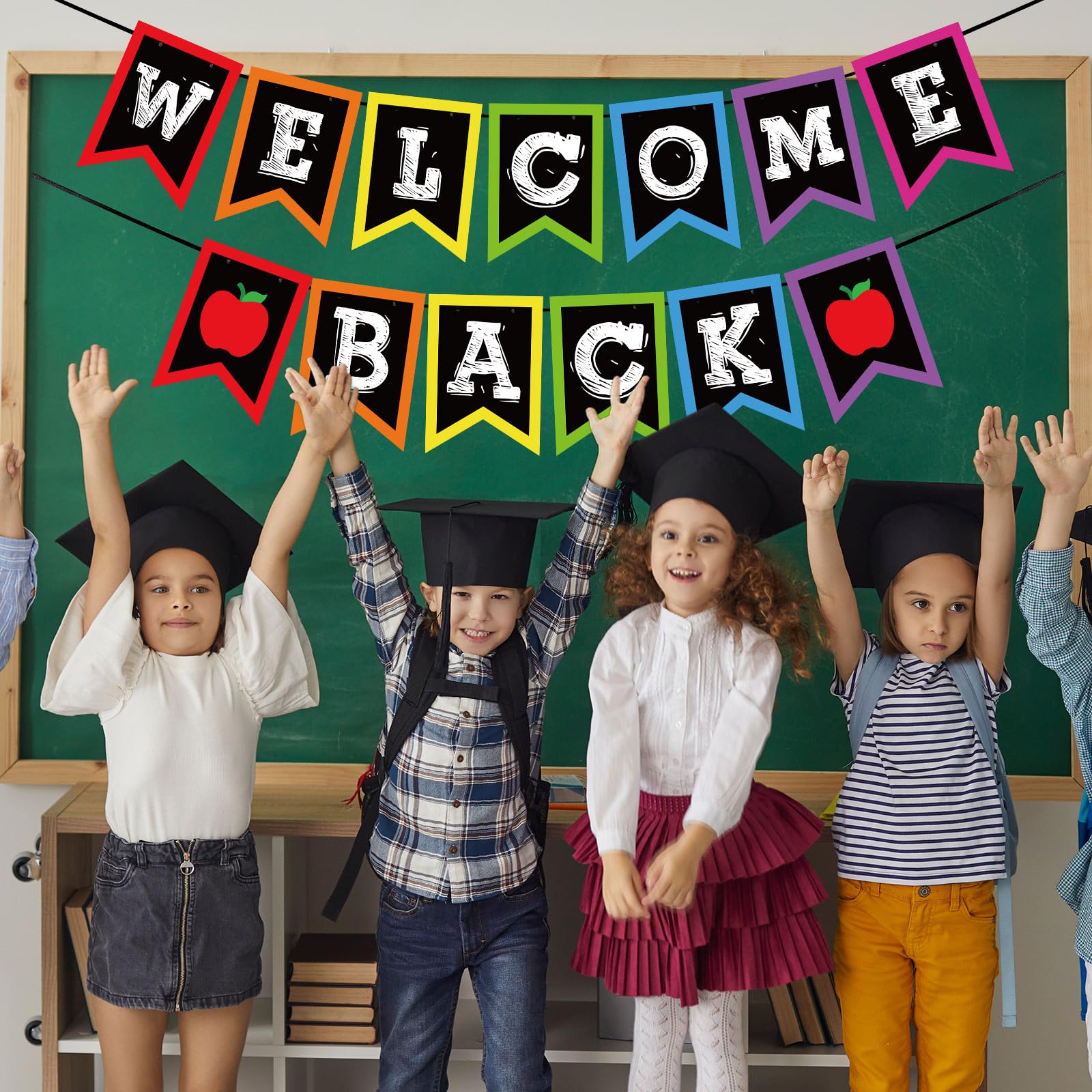 Whaline Welcome Back-Banner – 13-teilig, Kreidetafel-Design, Für Schulanfang & Partys