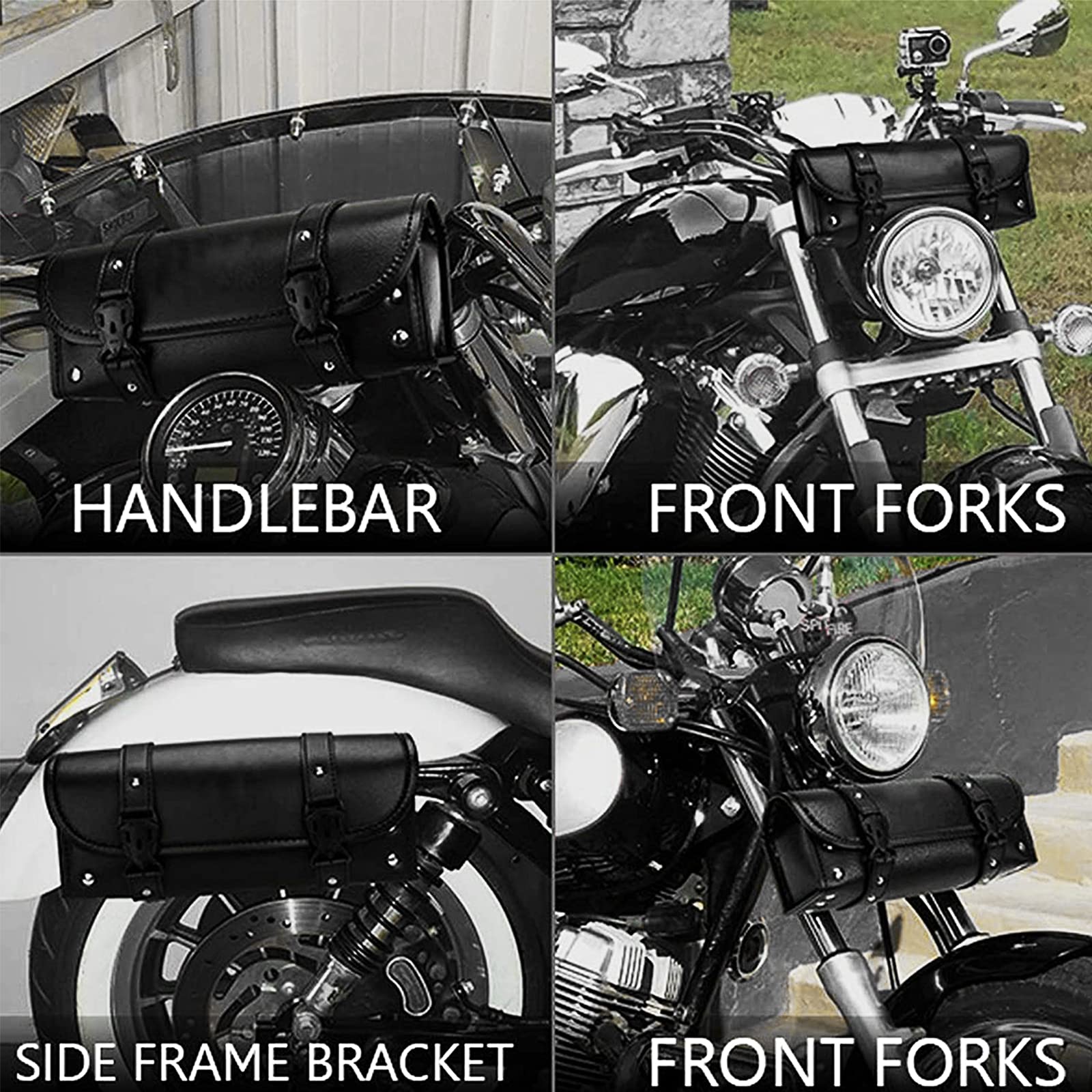 Borsa Attrezzi Moto In Pelle PU Impermeabile - 3 Pezzi Con Cinghie Per Manubrio E Forcella - Foto 7