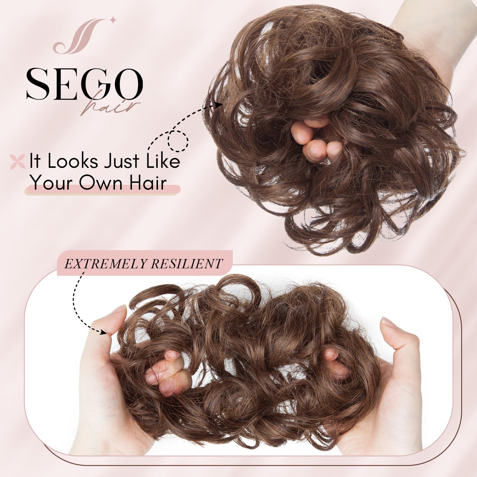 SEGOHAIR Messy Bun Hair Piece Fake Hair Bun Hair Scrunchies Bun - Image 3
