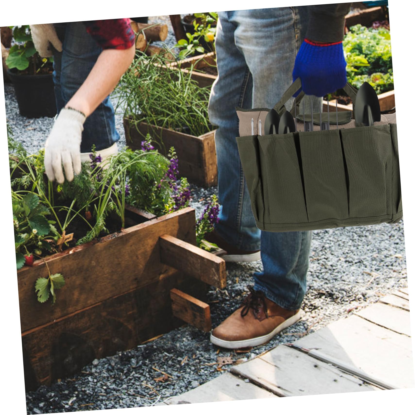 Artibetter 2pezzi Borsa da Giardinaggio Resistente Organizer Multifunzionale per Utensili da Giardino per Giardinaggio e La Conservazione Colori Militari