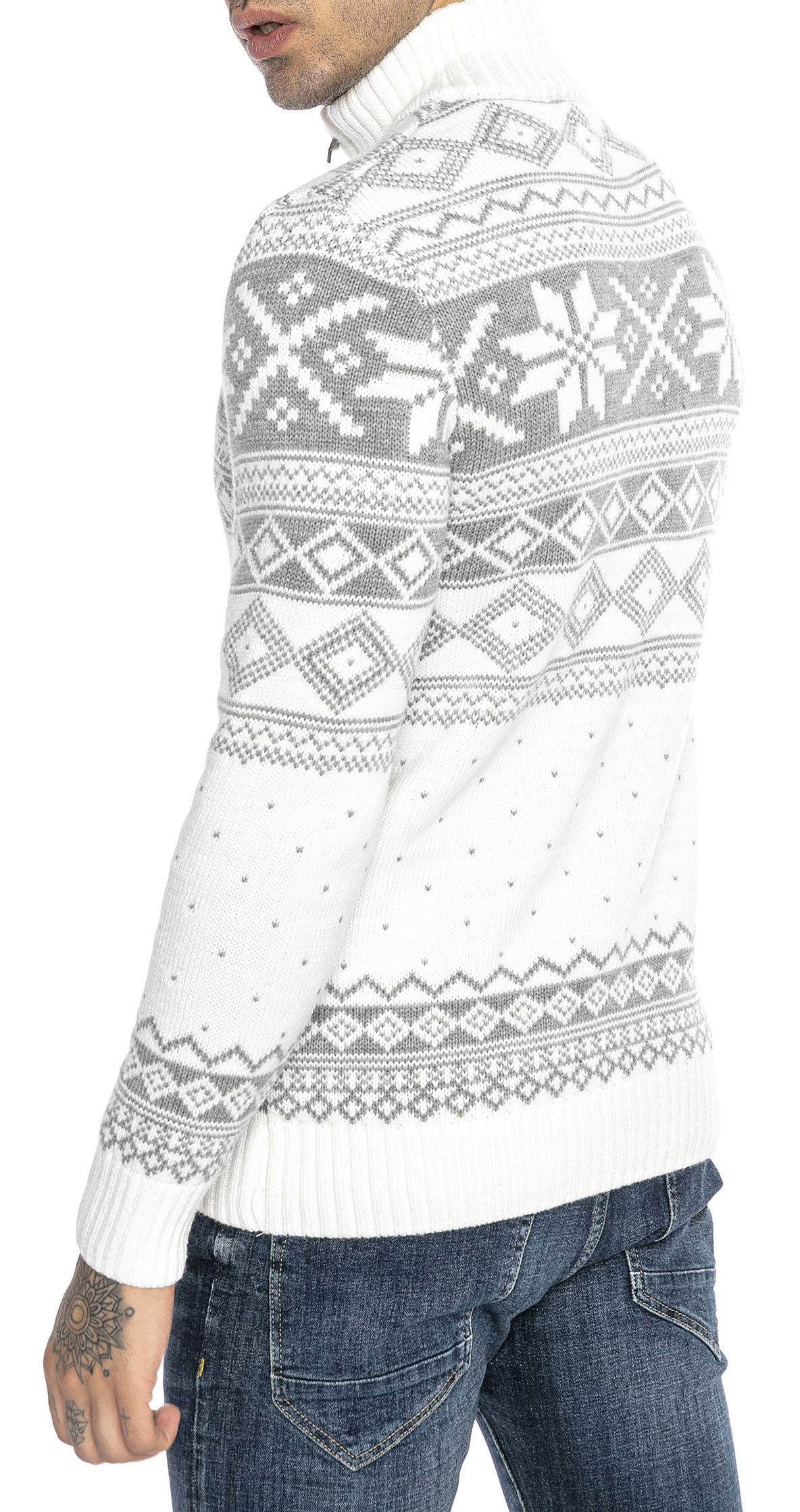 Redbridge Maglione da Uomo Stile Norvegese Pullover con Collo Alto in Cotone
