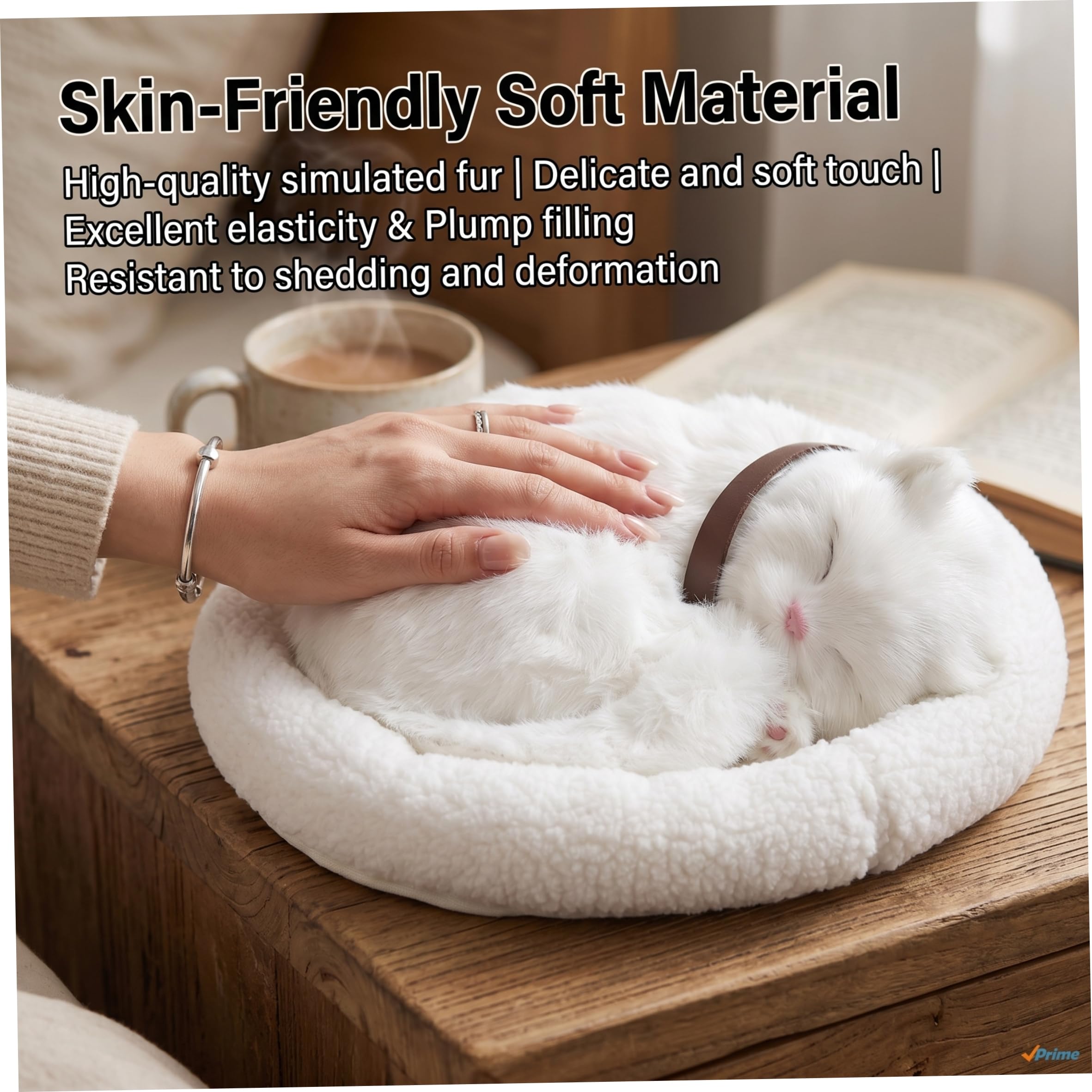 Gatto di pezza Adorabile Gatto Realistico Peluche Che Respira Morbido Realistico per l'auto dell'ufficio Domestico, Bianco, 12, 6x10, 6 Pollici