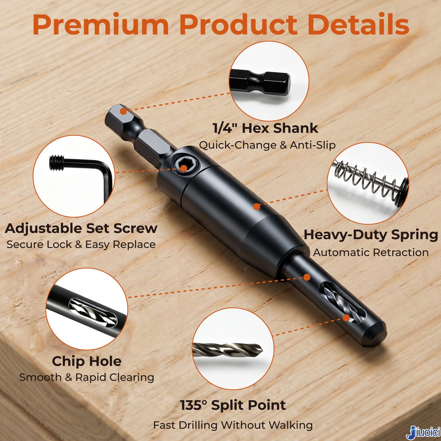 Self-Centering Drill Bit Set - Perfect Hinge Installation -5