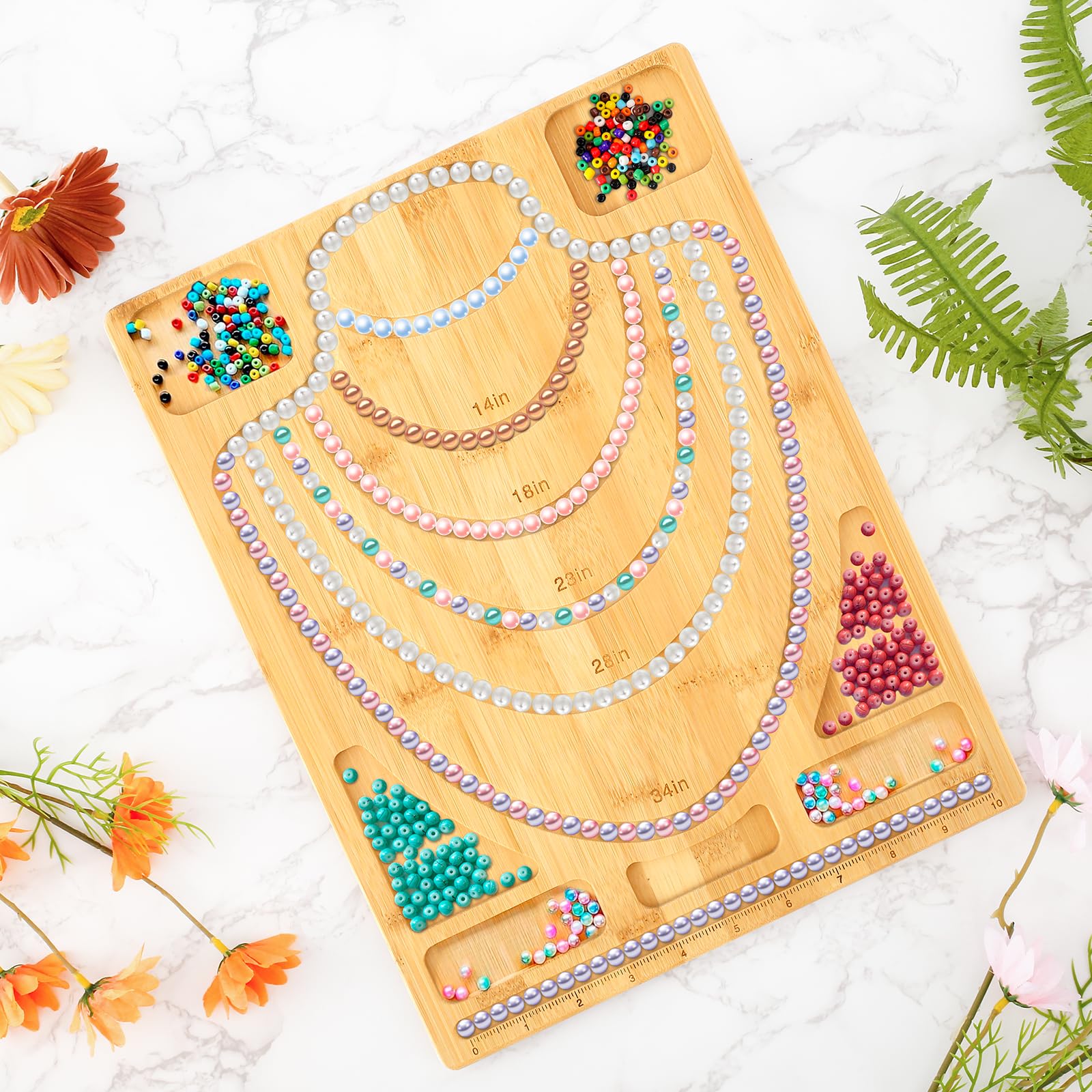 KTZCTPCA Bamboo Beading Board for Jewelry Bracelets Necklaces Making, Durable Jewelry Design Board Bracelet Sizer Board, Bracelet Measurement Board Beading Trays Jewelry Design Mats, wood
