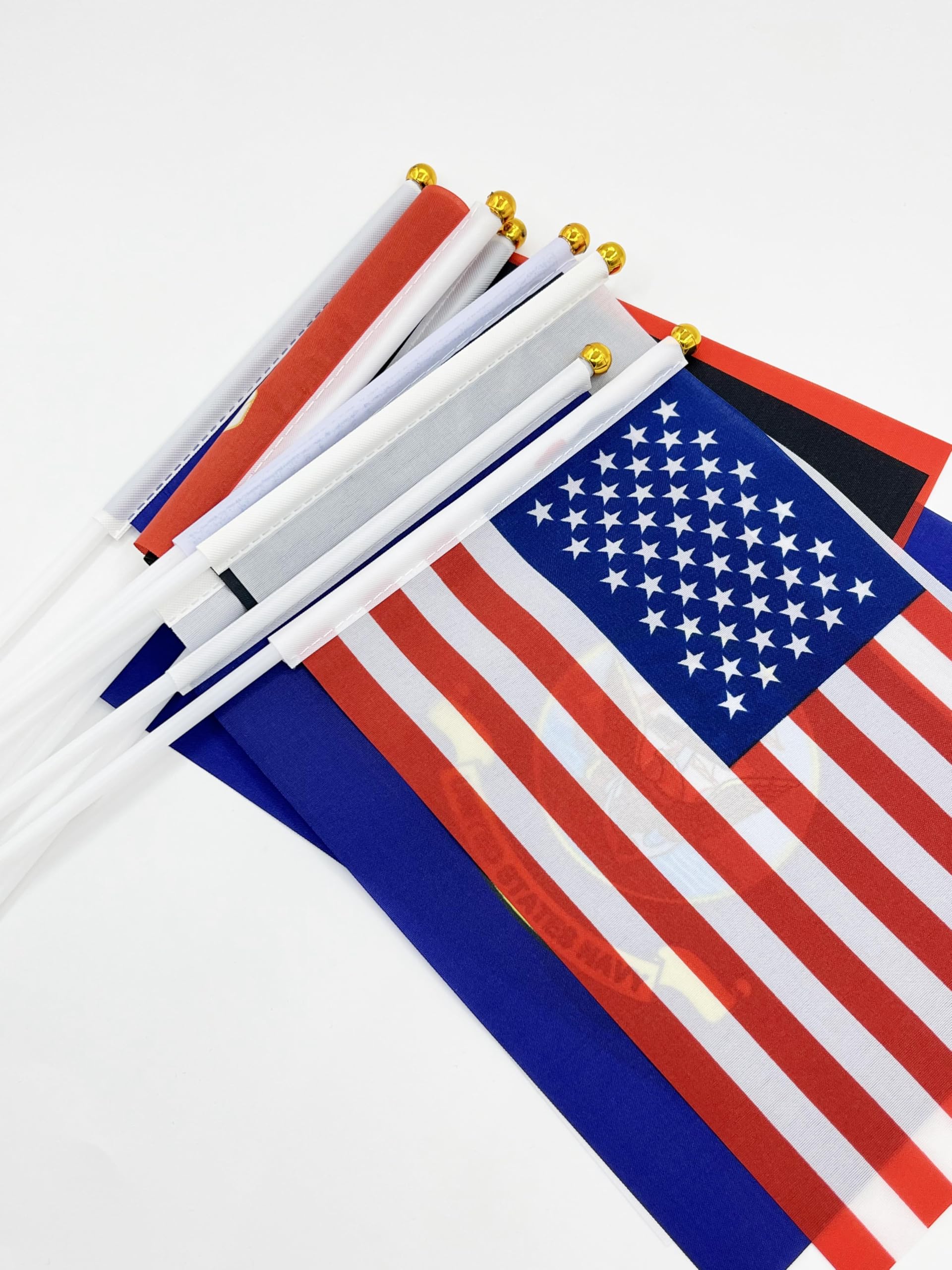 LUSEOAN 20 Mini Bandiere Americane Con Stemma Oro - Esercito USA, 14x20 Cm, Per Decorazioni Festa Della Memoria, 4 Luglio
