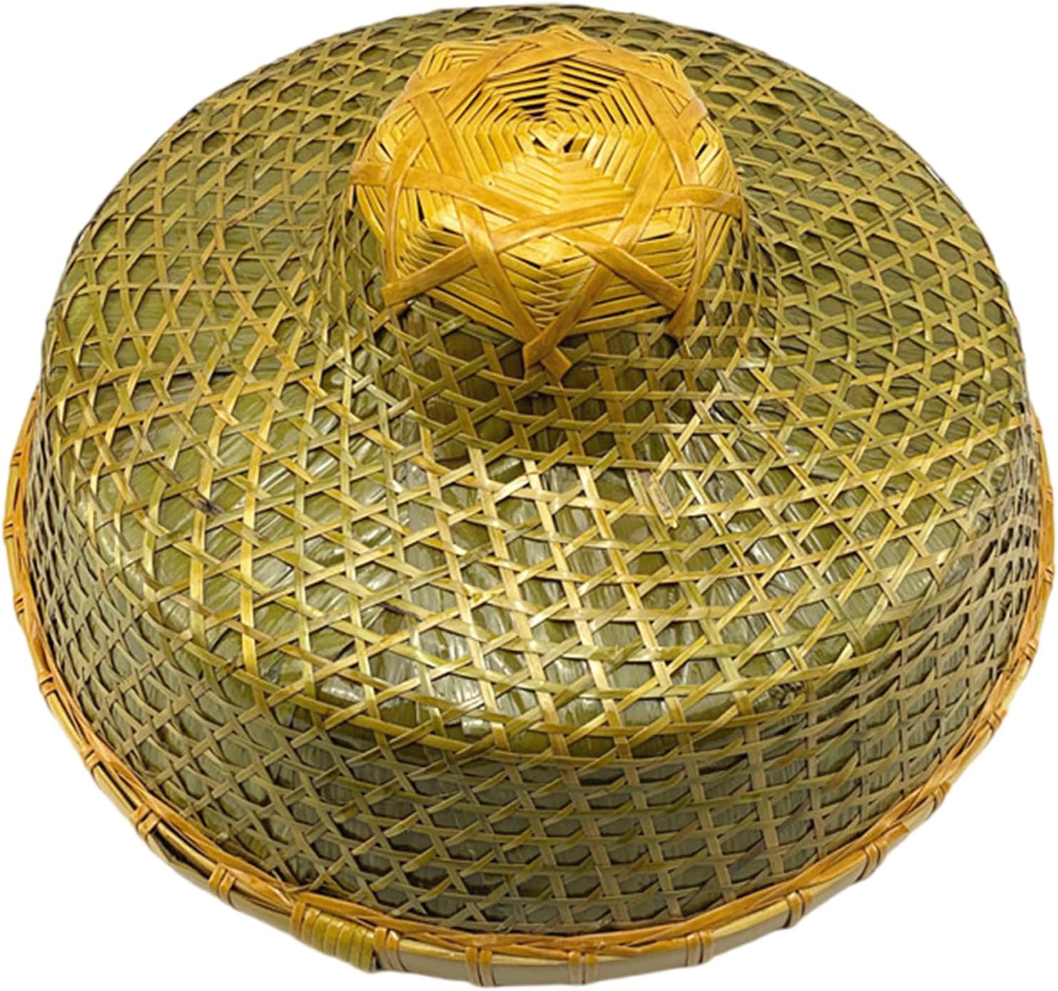 Chinese Style Straw Bamboo Hat Oriental Hat Breathable Farmer Fishing Hat Sunshade Rainproof for Outdoor Activity, As the Picture Shows