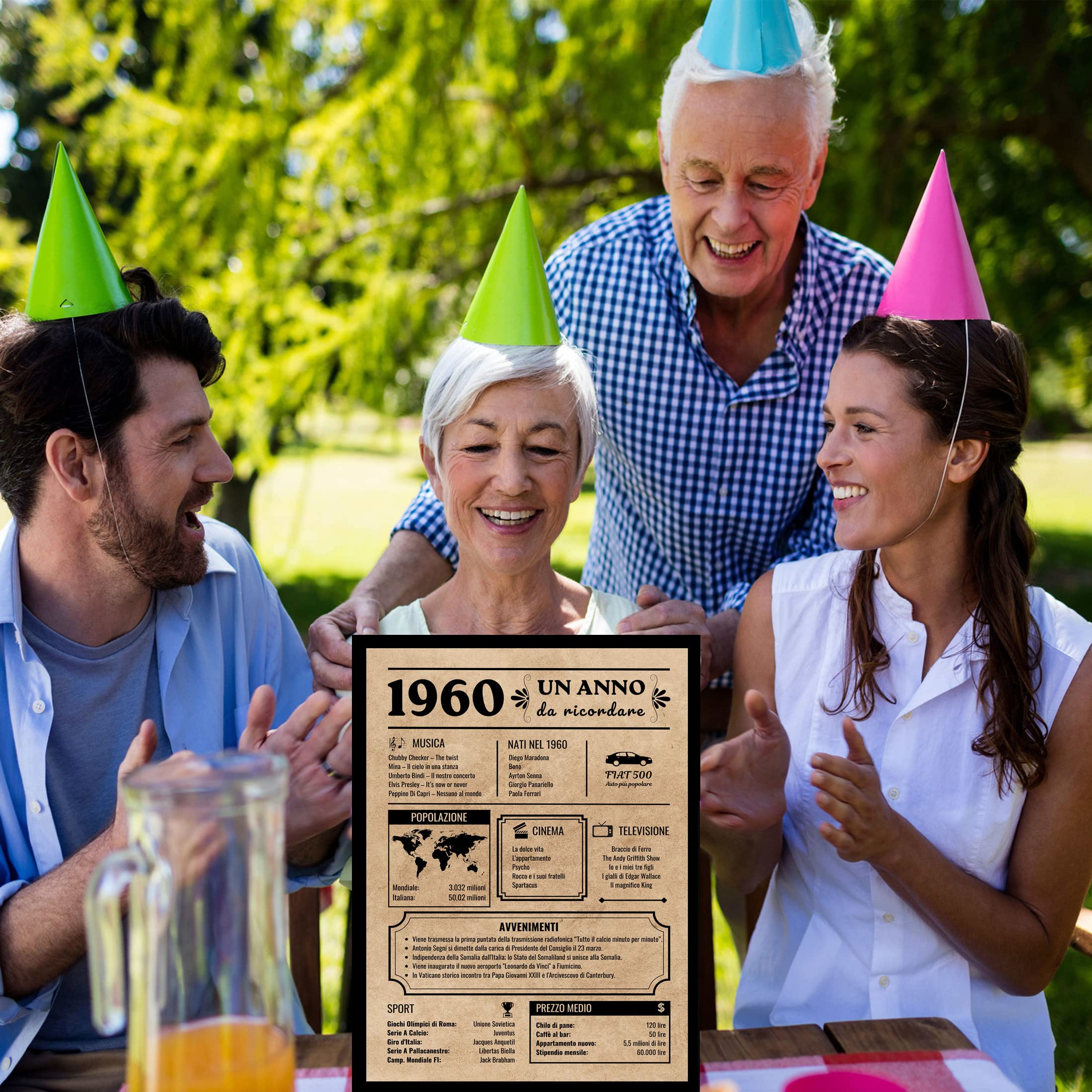 EQUIK PRODUCTS Biglietto Anniversario 65 anni | Regalo Compleanno Auguri Uomo Donna | Anno 1960 | Decorazioni Feste (1960)