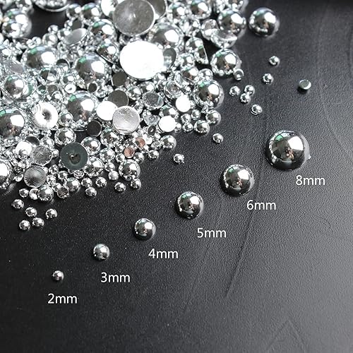 Miniatura 8 de Tamaños mixtos de 0.316 a 0.315 pulgadas, 1000 cuentas de imitación de media bola con parte trasera plana, cuentas sueltas, gemas para álbum de