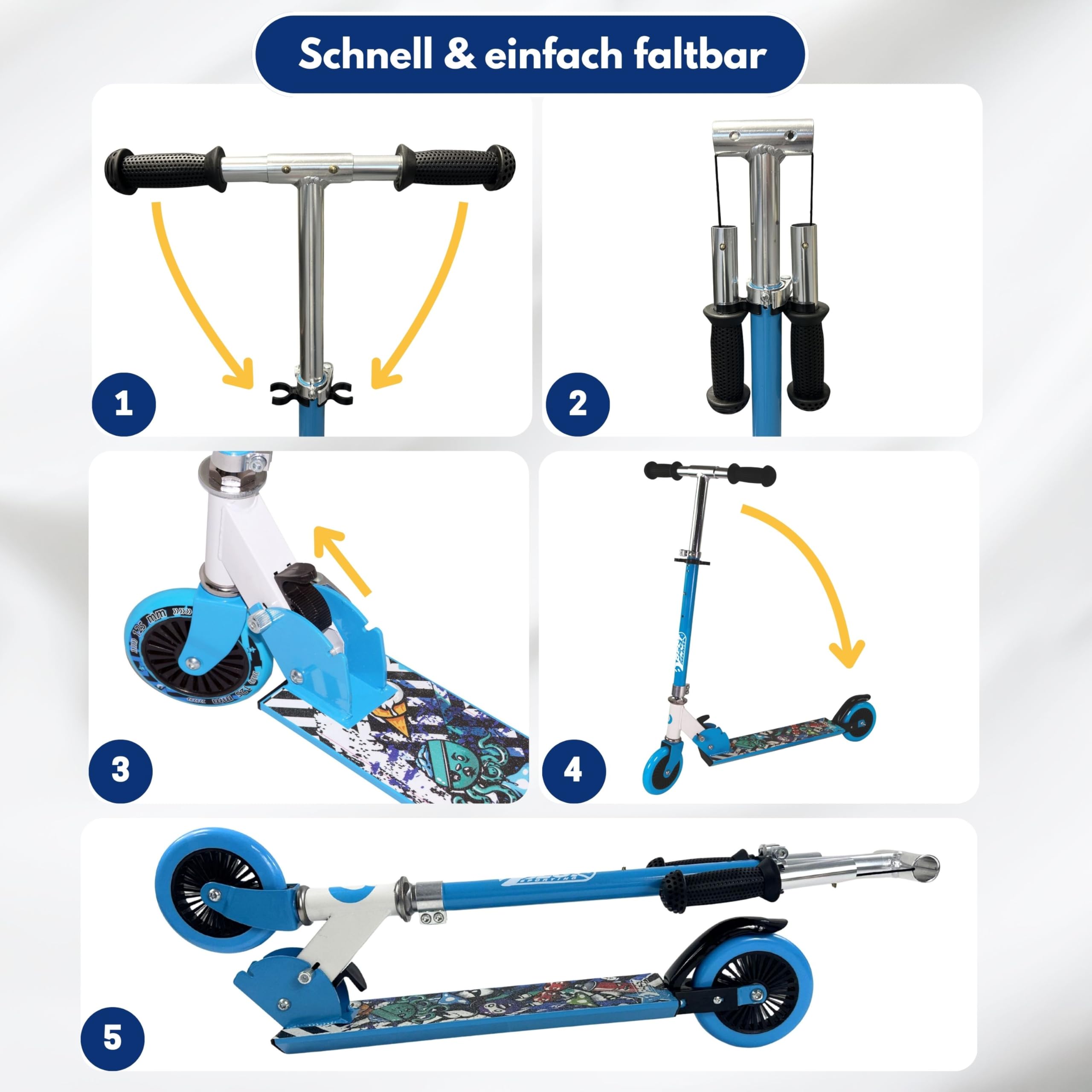 Best Sporting Kinderstep, inklapbare step vanaf 5 jaar, lichte citystep met wielen van 125 mm, in hoogte verstelbaar stuur en ABEC 5 kogellagers (basismodel: roze-wit) : Best Sporting