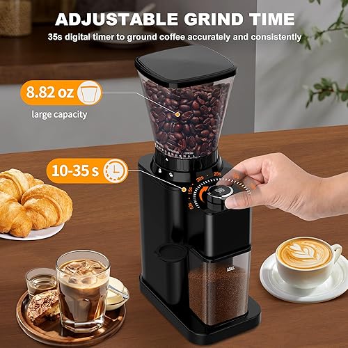 Miniatura 4 de Molinillo eléctrico de café expreso, molinillo de granos de café para uso doméstico, 48 ajustes de molienda, temporizador de precisión de 35
